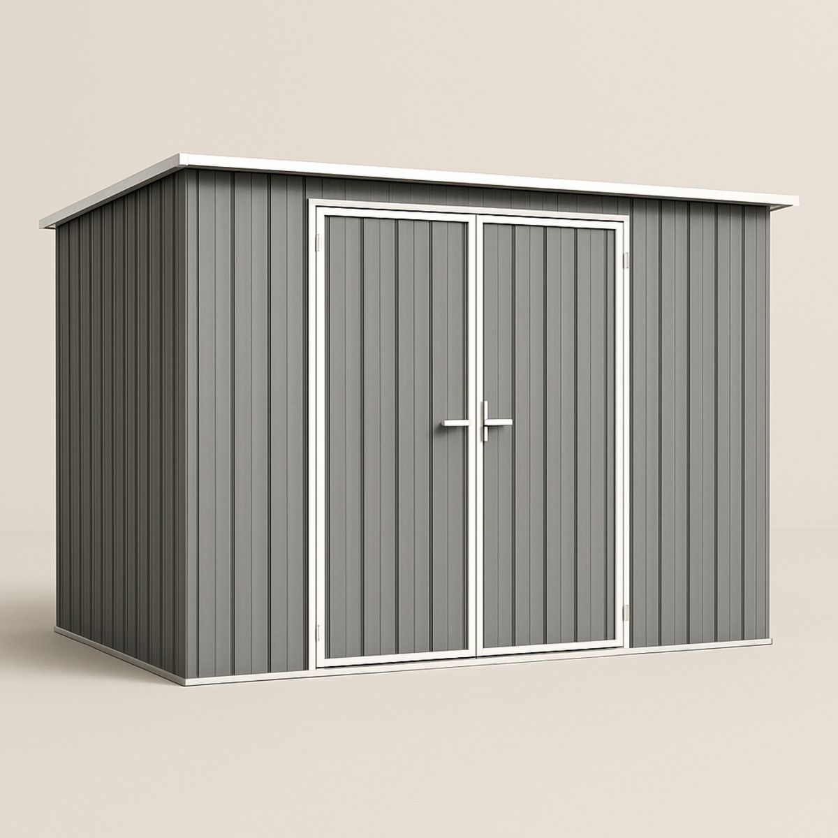 Outdoor Metal Storage Shed Steel Double Door Grey 300cm x 200cm x 180cm