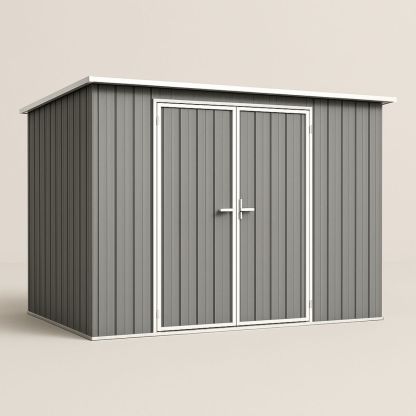 Outdoor Metal Storage Shed Steel Double Door Grey 300cm x 200cm x 180cm