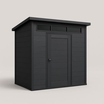Outdoor Storage Shed Resin Compact Design Black 183cm Height