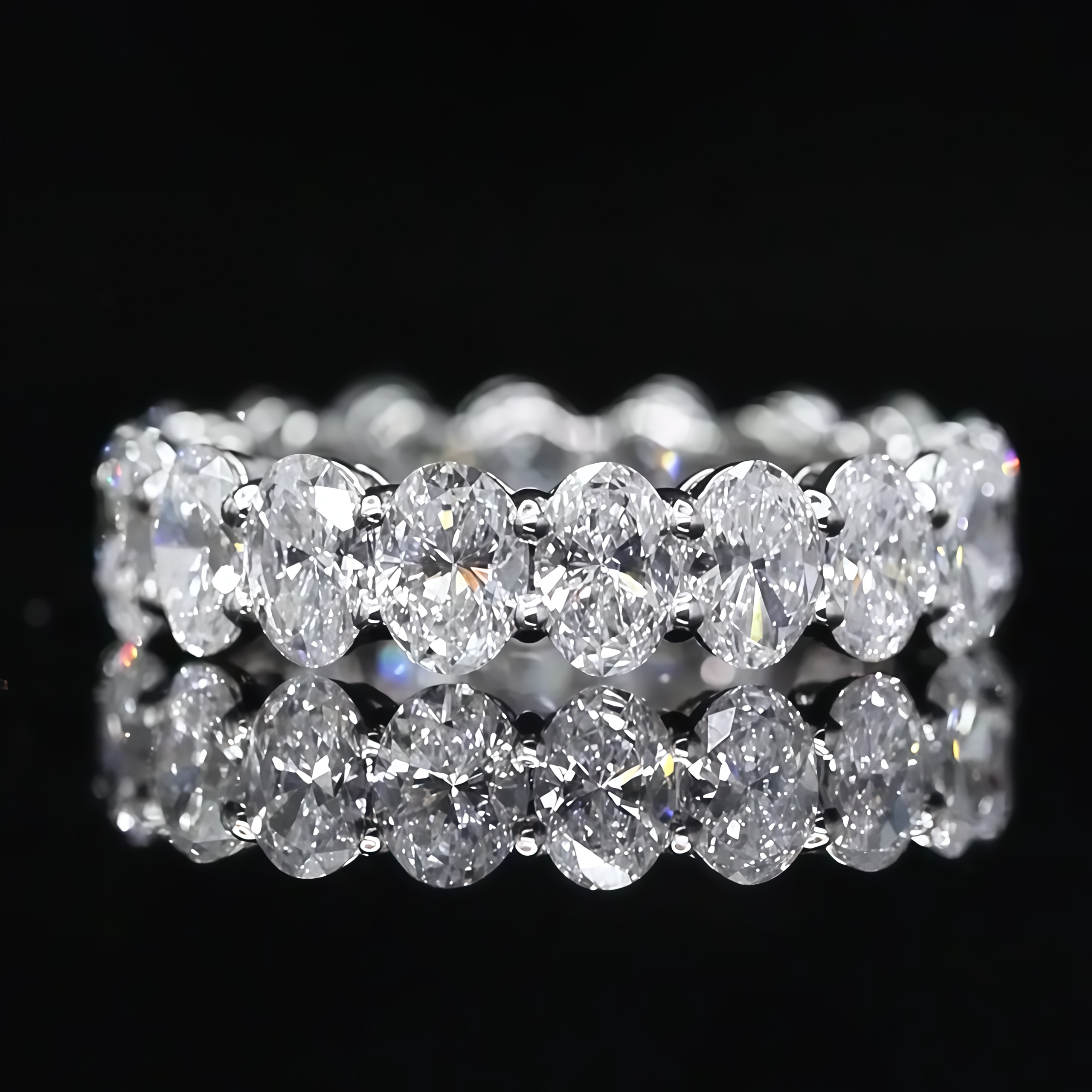 4.75 CTW each Oval Cut Lab Grown Diamond Wedding Full Eternity Band