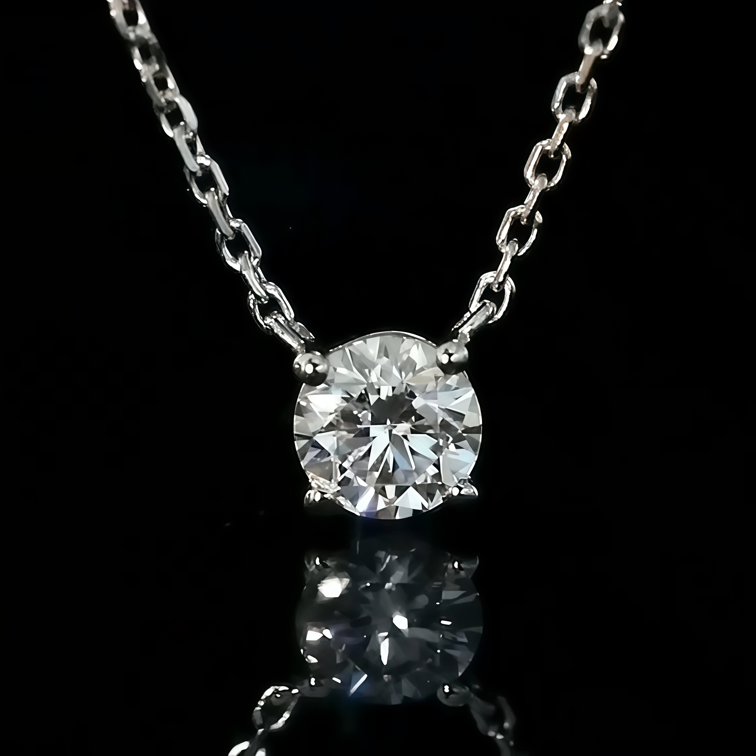 0.31 Carat Lab-Grown Diamond Solitaire Necklace Set In 4-Prong 18k White Gold