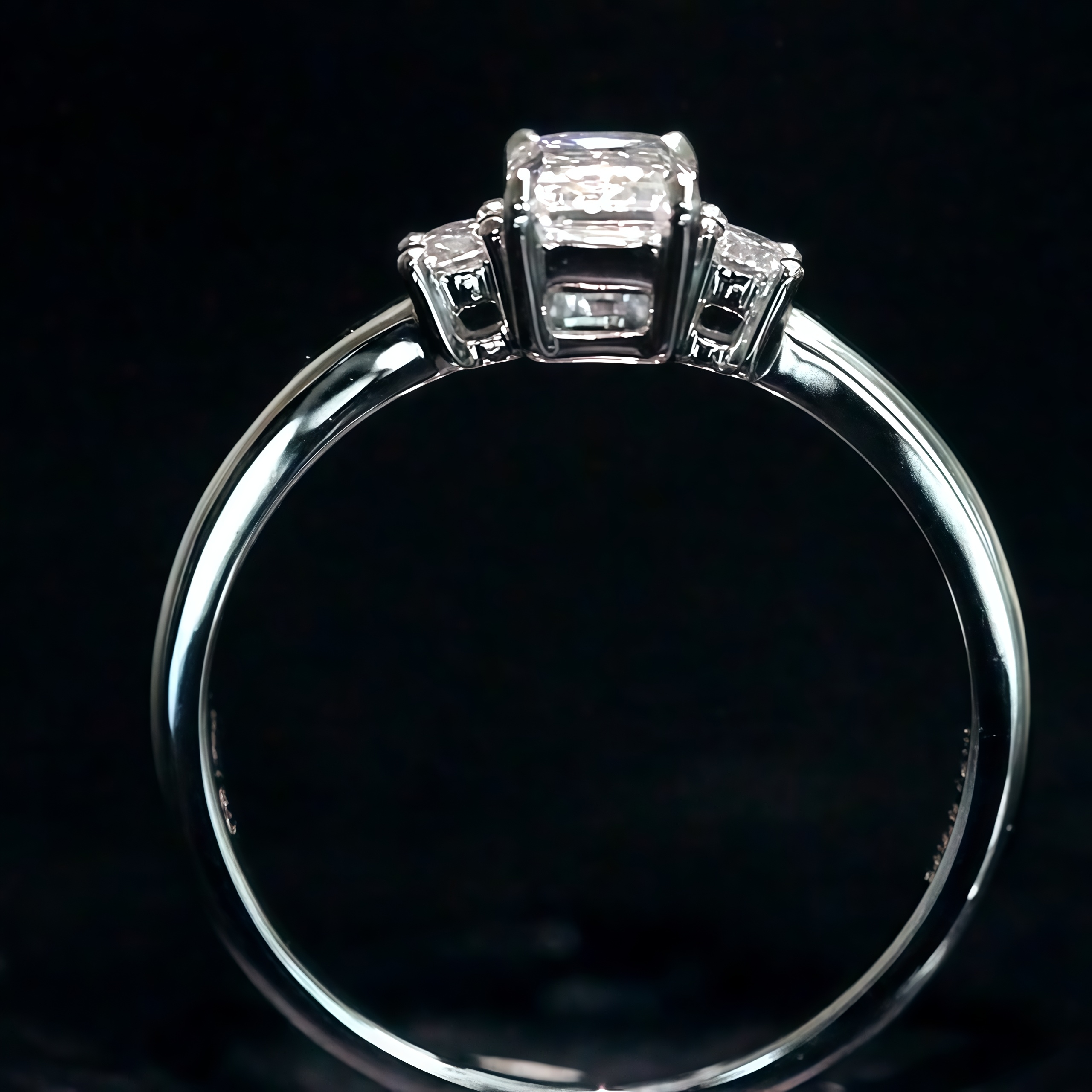 0.6CT Emerald Cut Lab Diamond Three Stone Ring