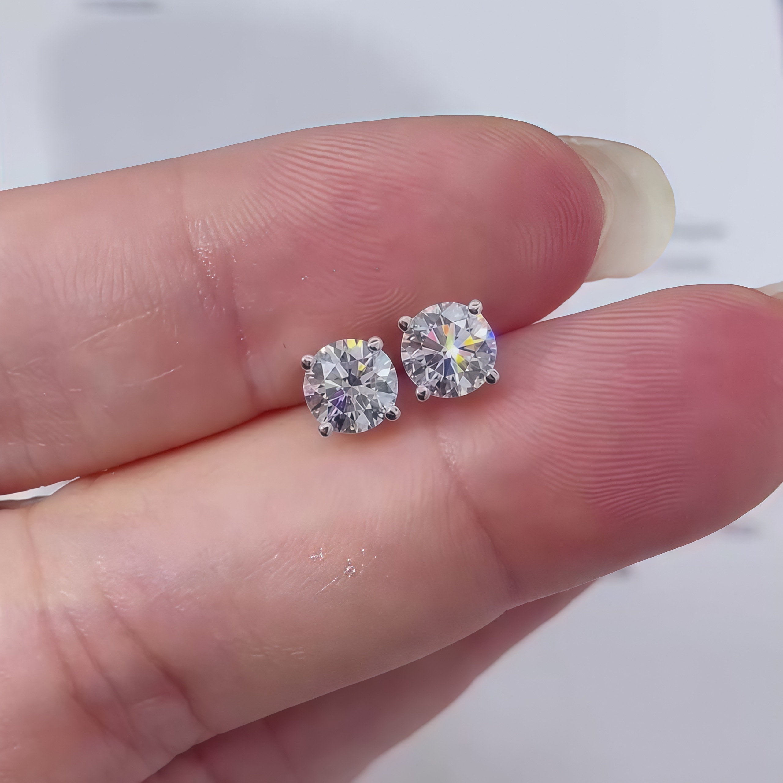 Round Lab Diamond Stud Earrings Four-Prong (0.60-3.00 Ct. Tw.)