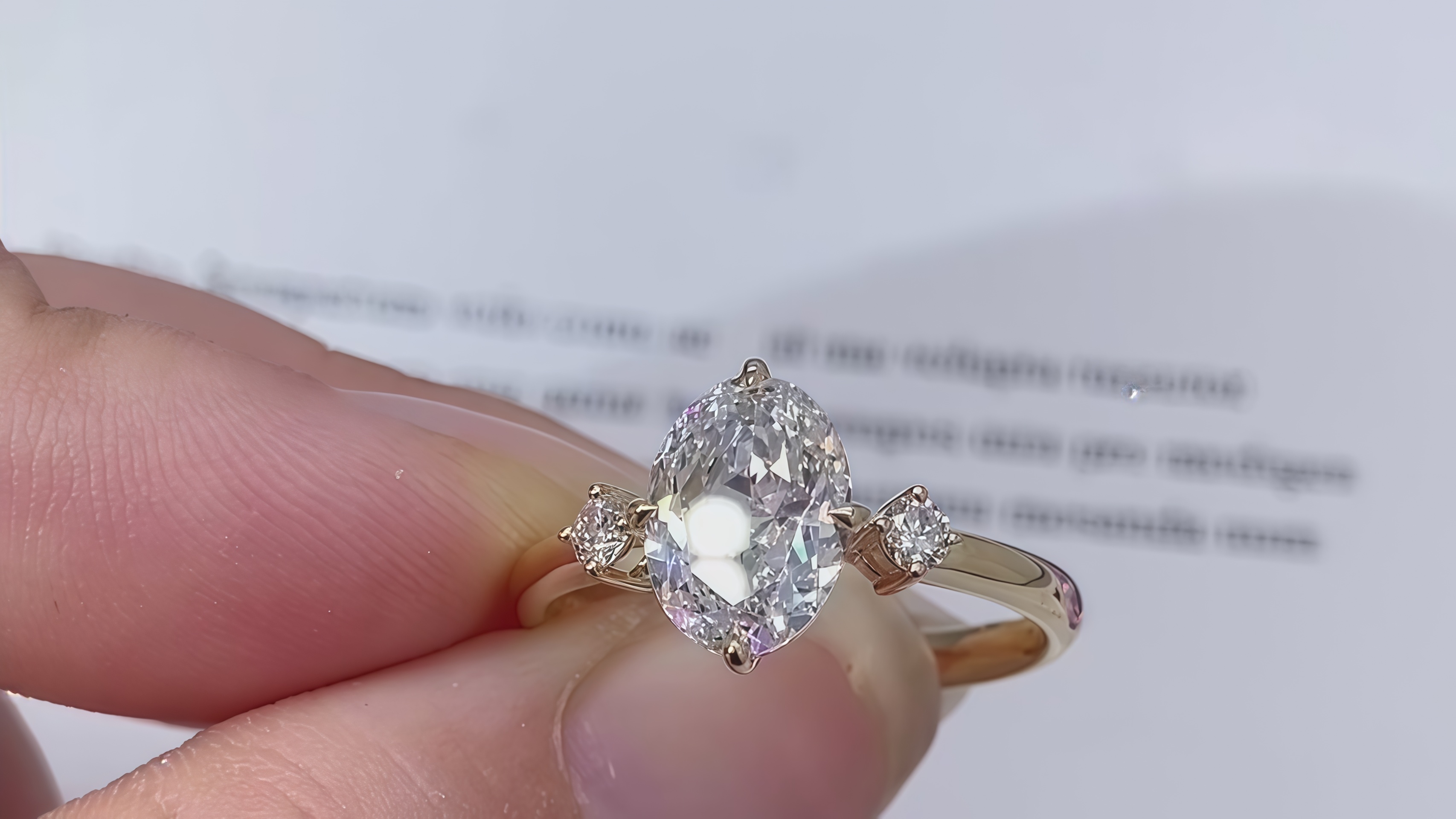 Oval Cut Lab Diamond Three Stone Ring