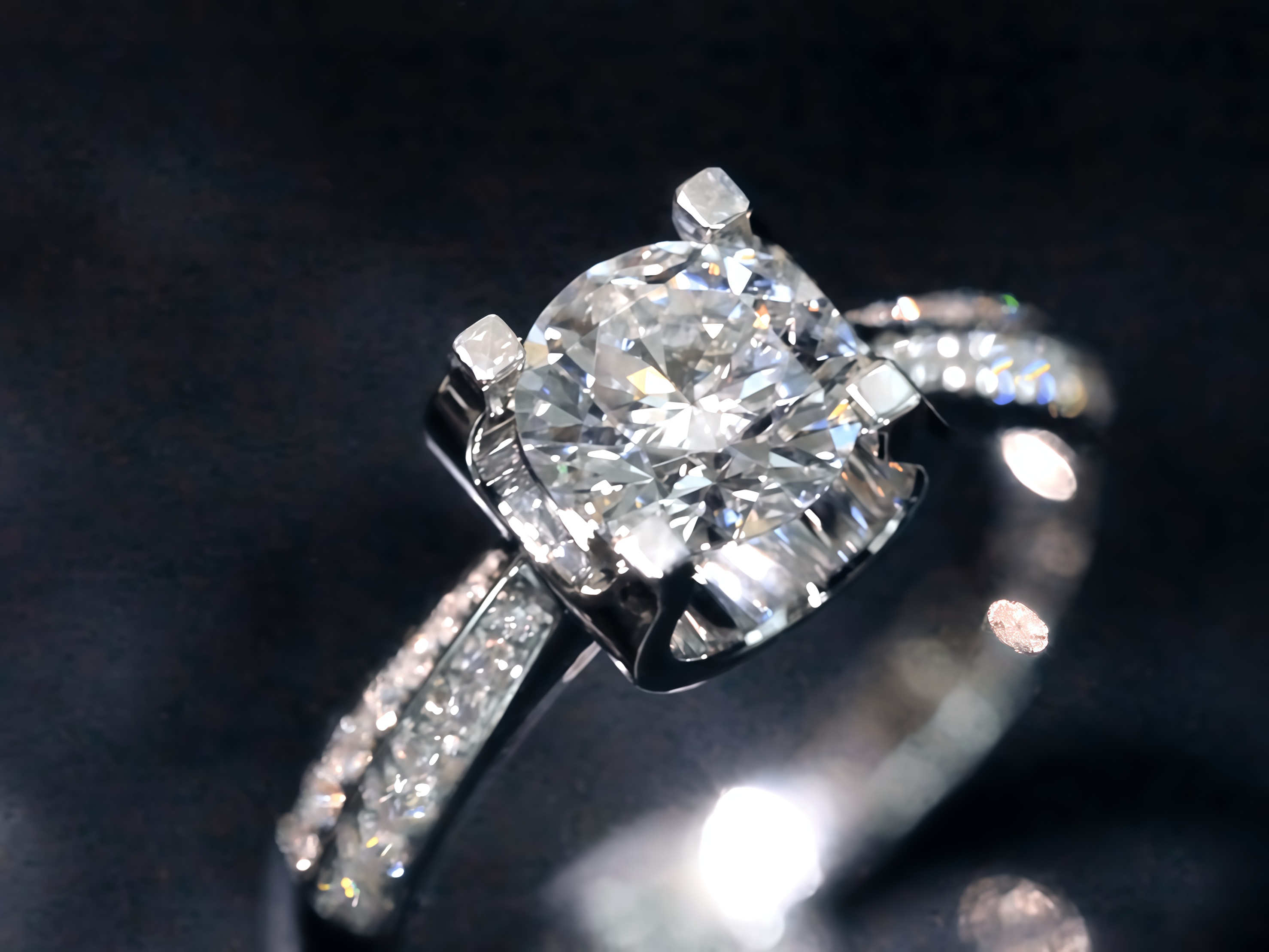 Lab-Grown Diamond Ring with Double-Row Pavé Band
