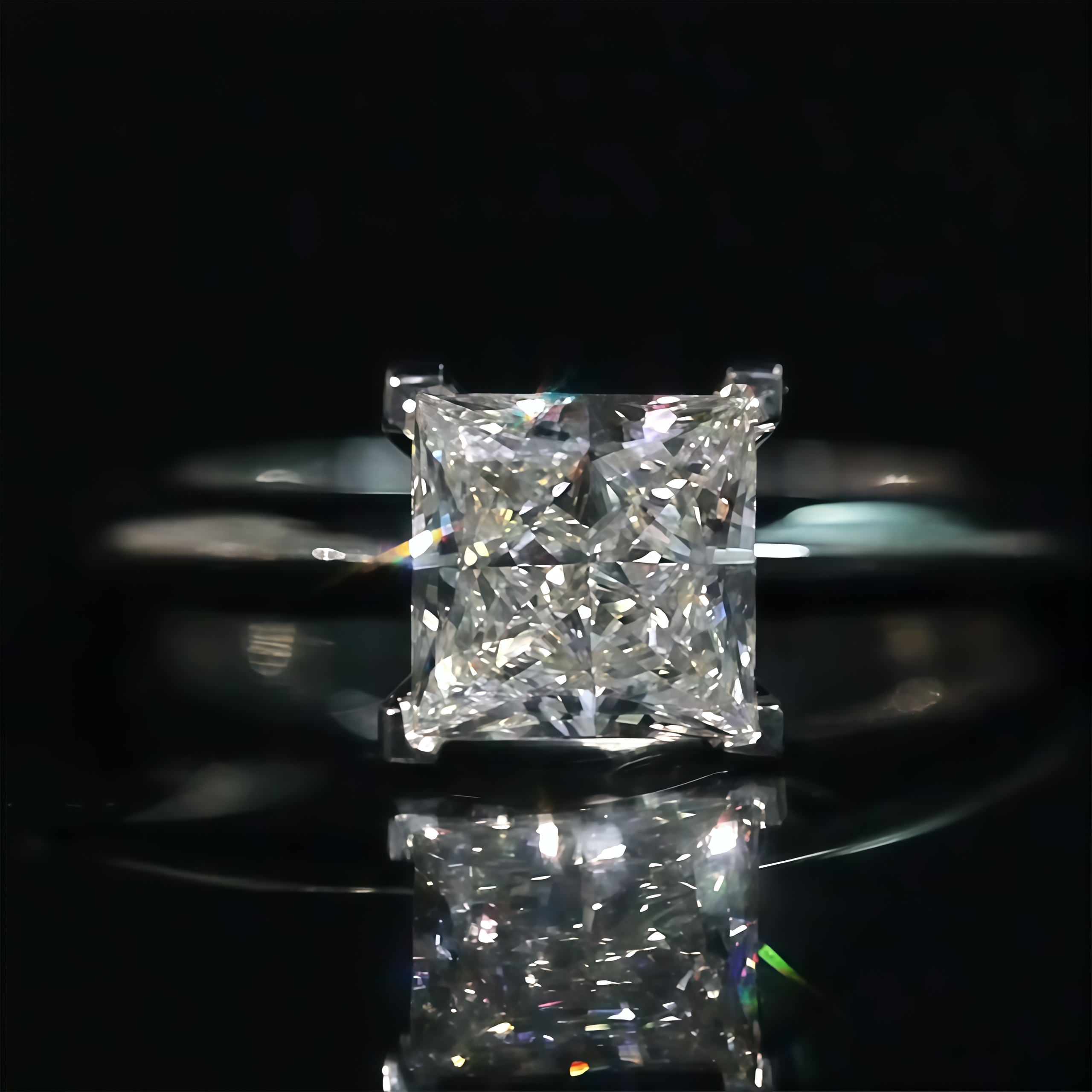1.1 CT Princess Cut Lab Grown Diamond Solitaire Engagement Ring