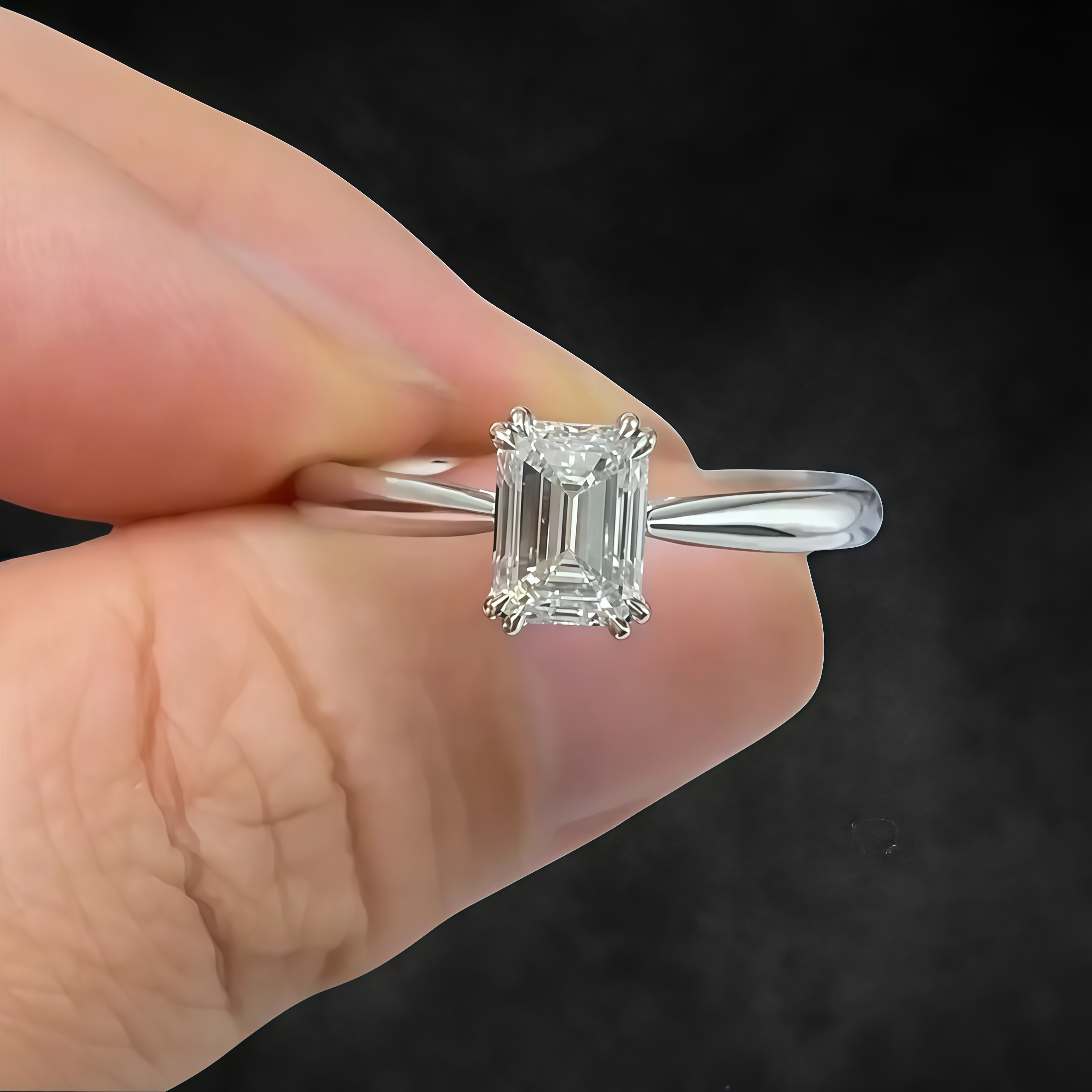 1.13 CT Emerald Cut Lab Diamond Solitaire Ring