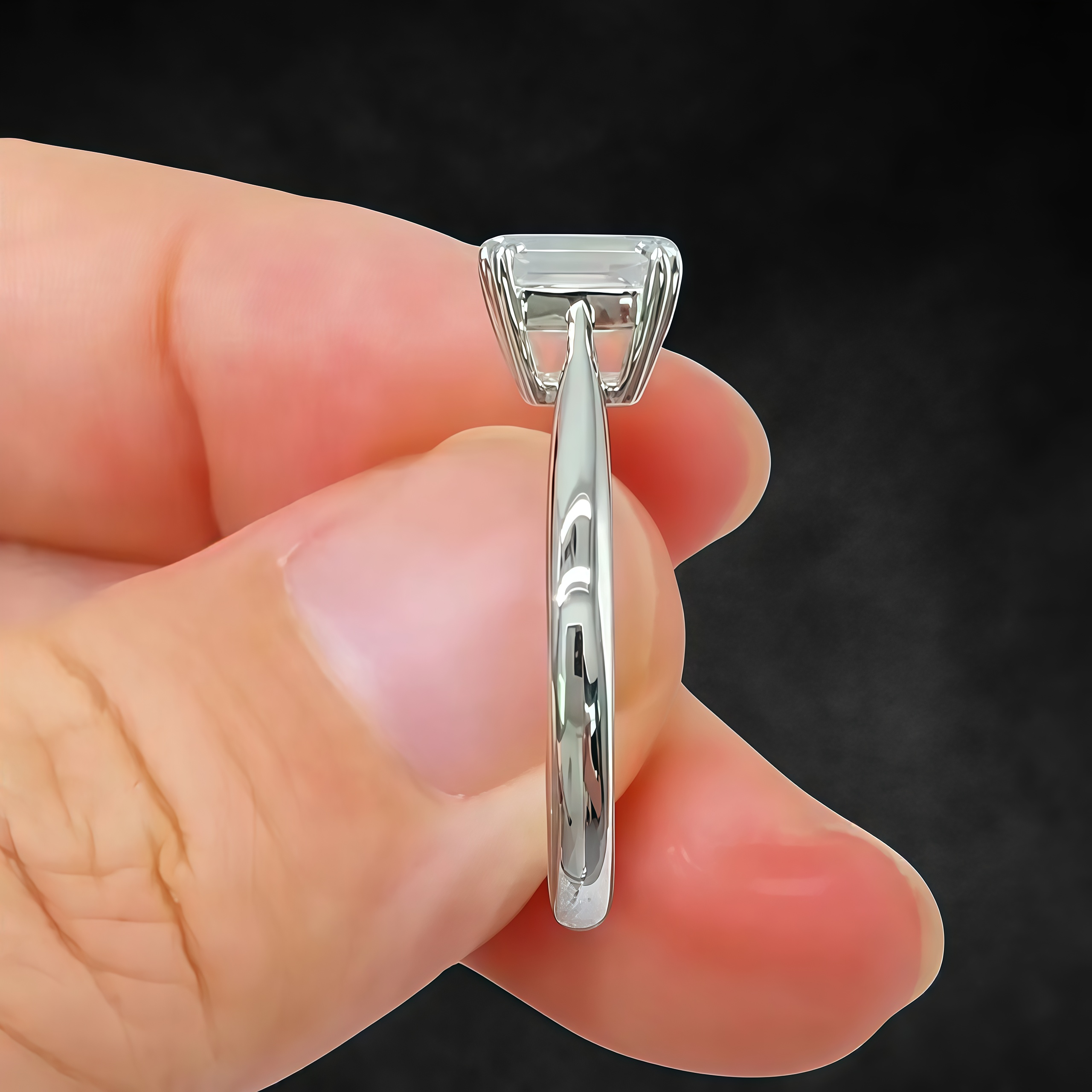 1.13 CT Emerald Cut Lab Diamond Solitaire Ring