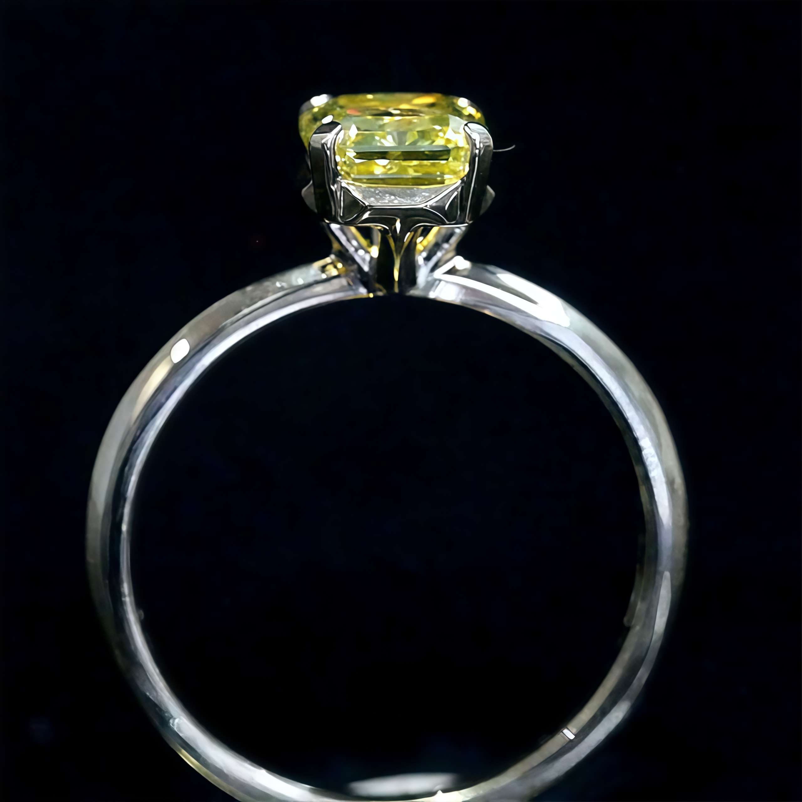 1.22 Carat Radiant Fancy Vivid Yellow Lab Grown Diamond Ring