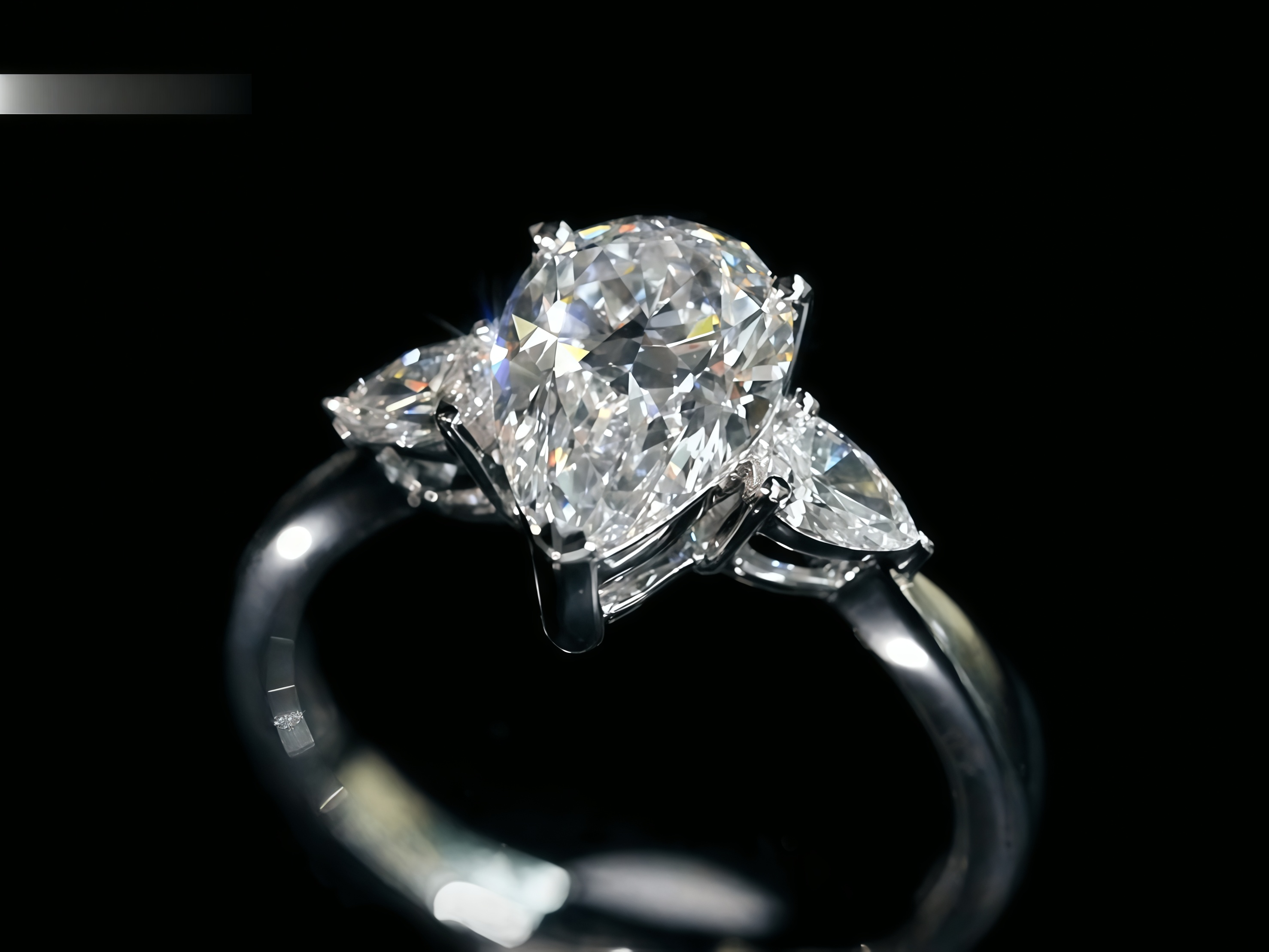 1.5 Carat Teardrop Three Stone Pear Lab Diamond Ring 18K Gold