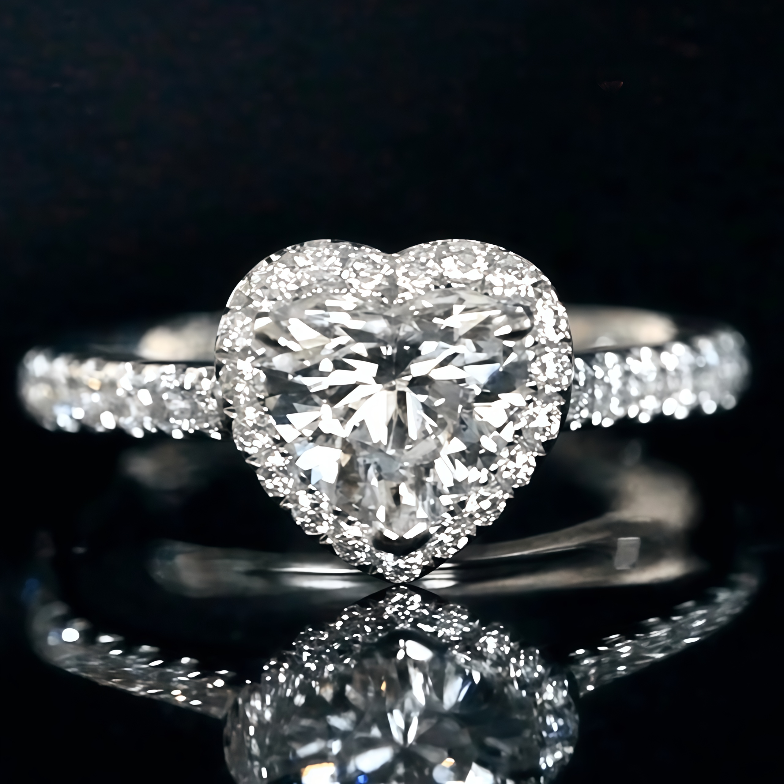 1 Carat Heart Shape Lab Grown Diamond Halo Engagement Ring