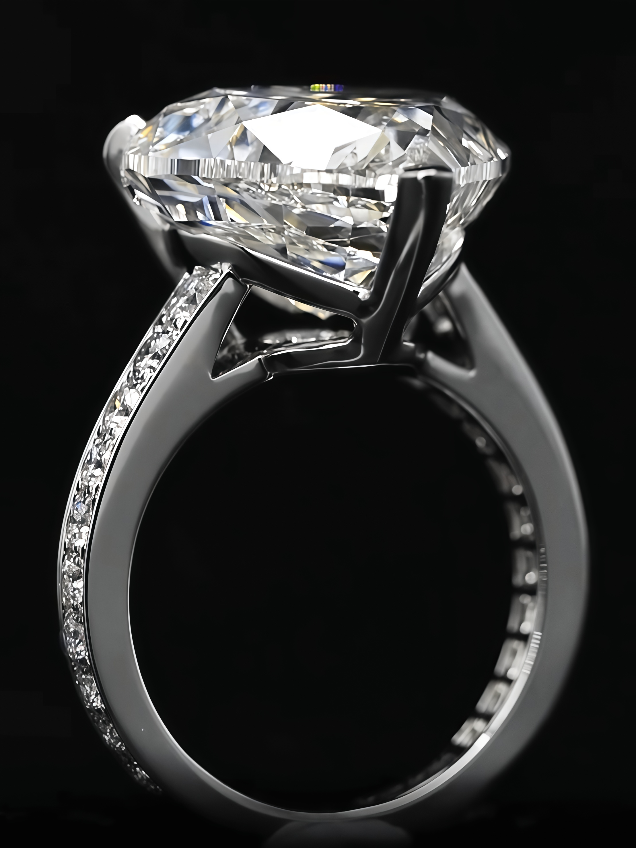 10 Carat Heart Shape Lab Grown Diamond Pave Engagement Ring