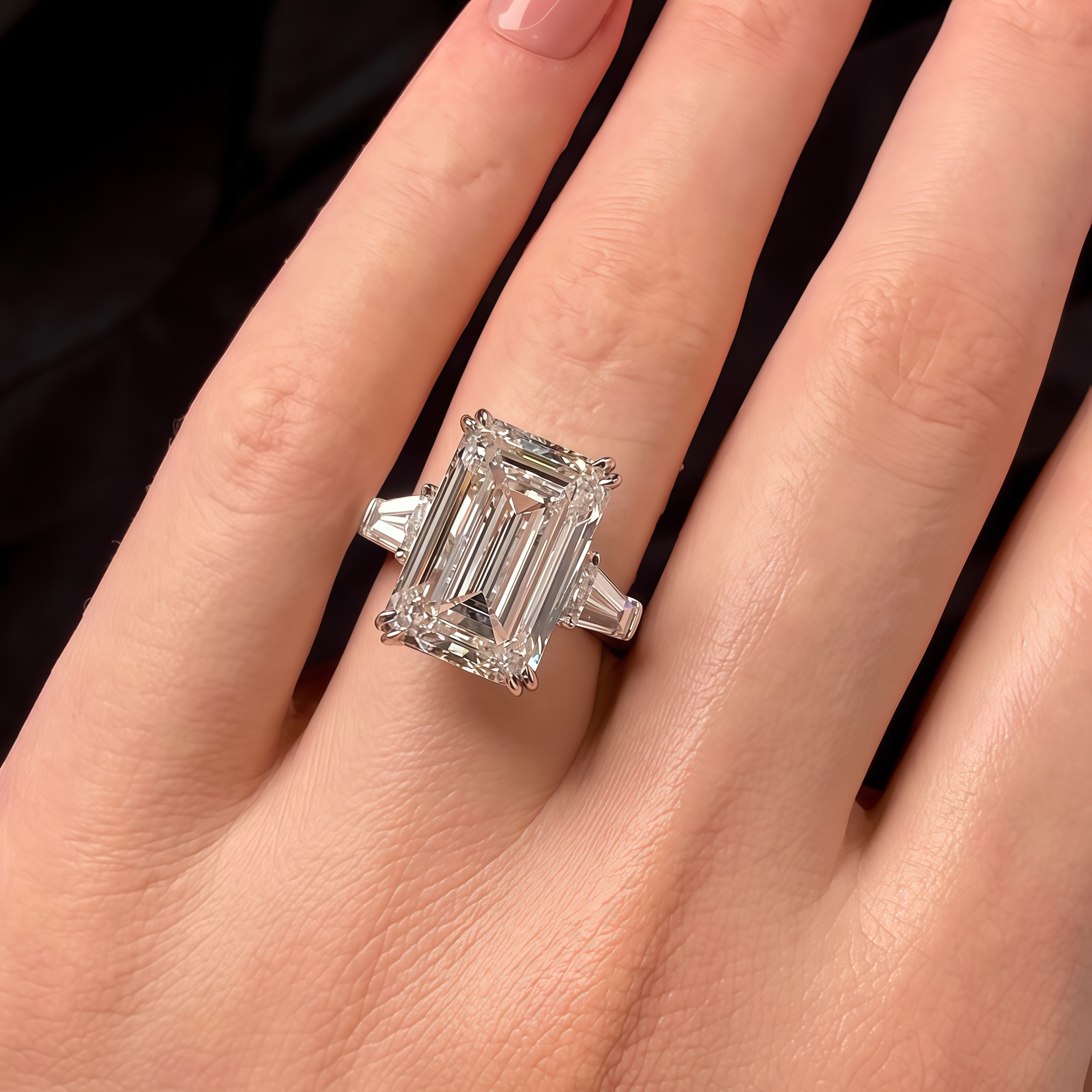 Emerald Cut Three Stone Lab-Grown Diamond Ring (11 CTW F/VS1)