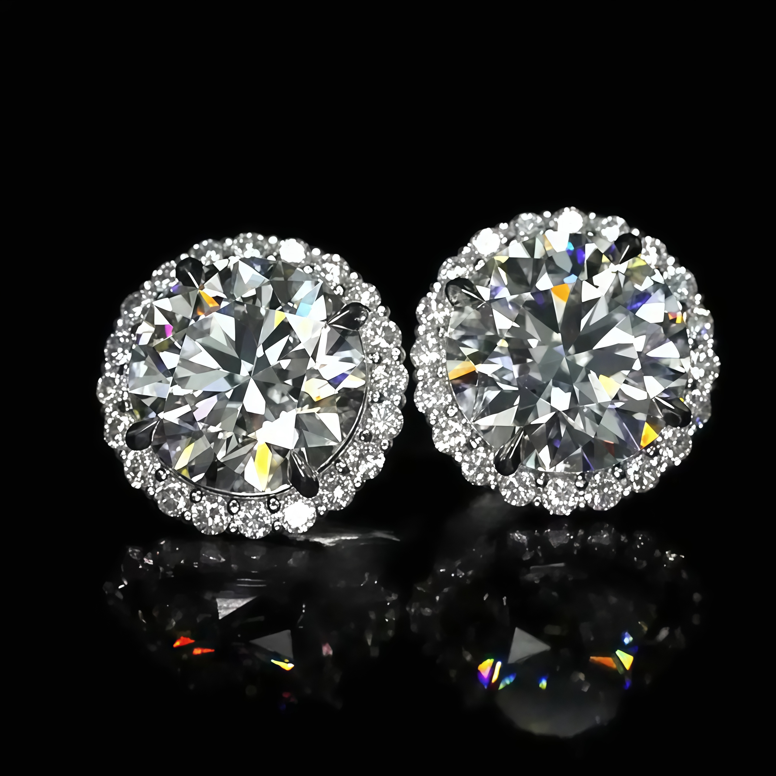 Brilliant Halo Round Lab Grown Diamond Studs Earrings (10.00 Ct. Tw.)