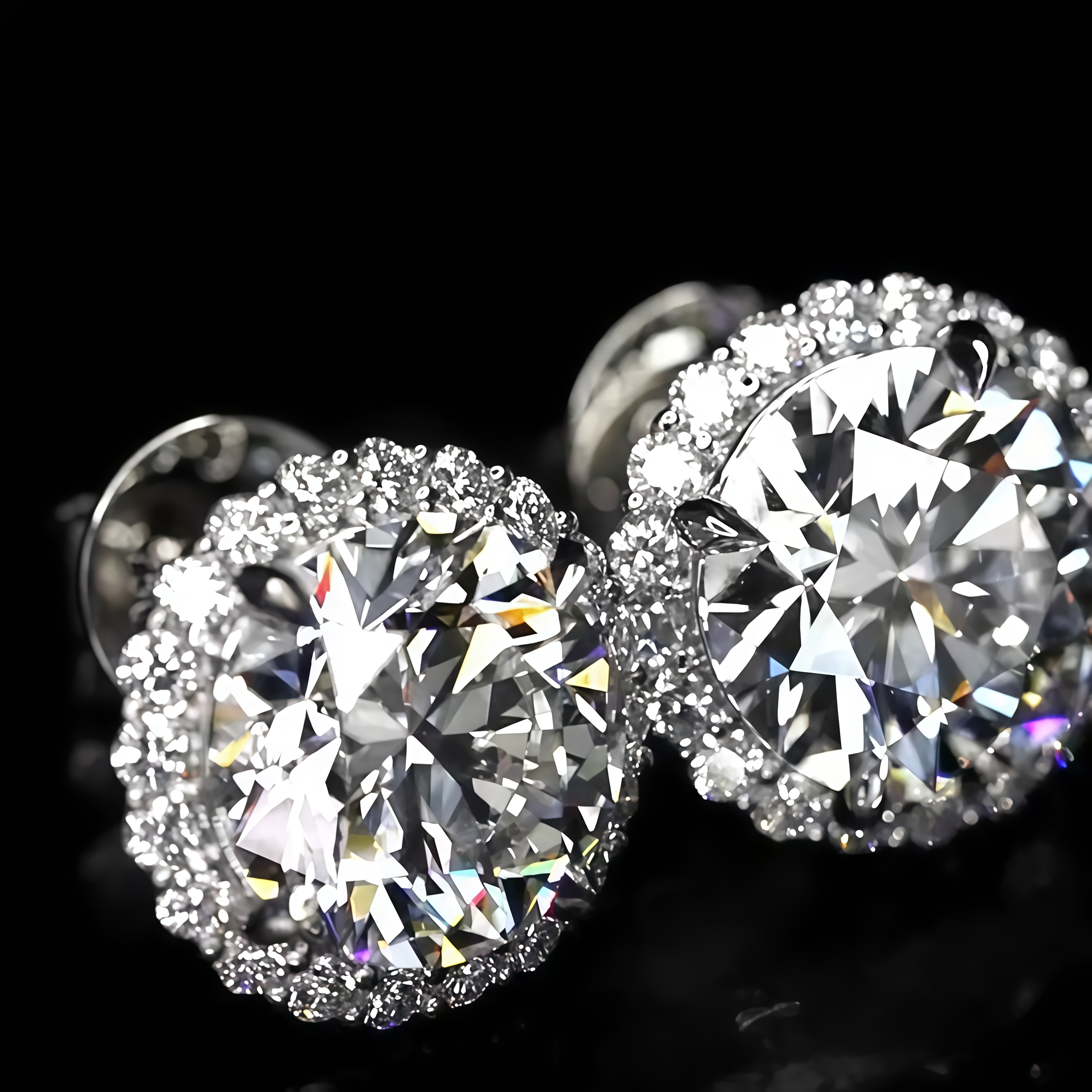 Brilliant Halo Round Lab Grown Diamond Studs Earrings (10.00 Ct. Tw.)