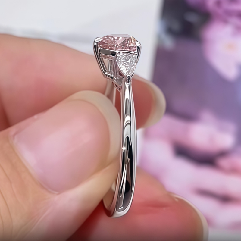 0.5 Carat Fancy Pink Lab-Grown Diamond Three-Stone Engagement Ring