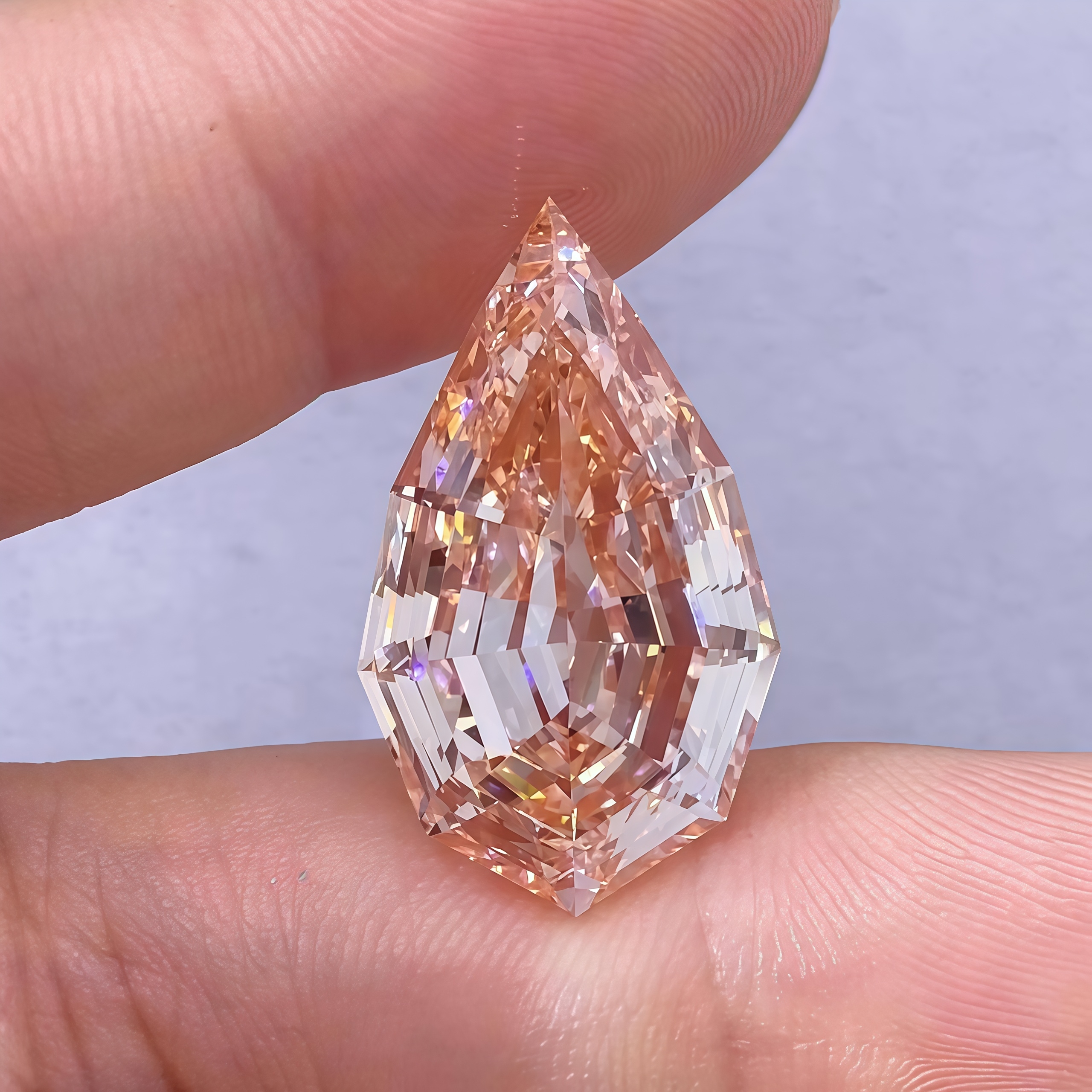 15.69 CARATS FANCY INTENSE PINK PEAR STEP CUT LAB-GROWN DIAMOND