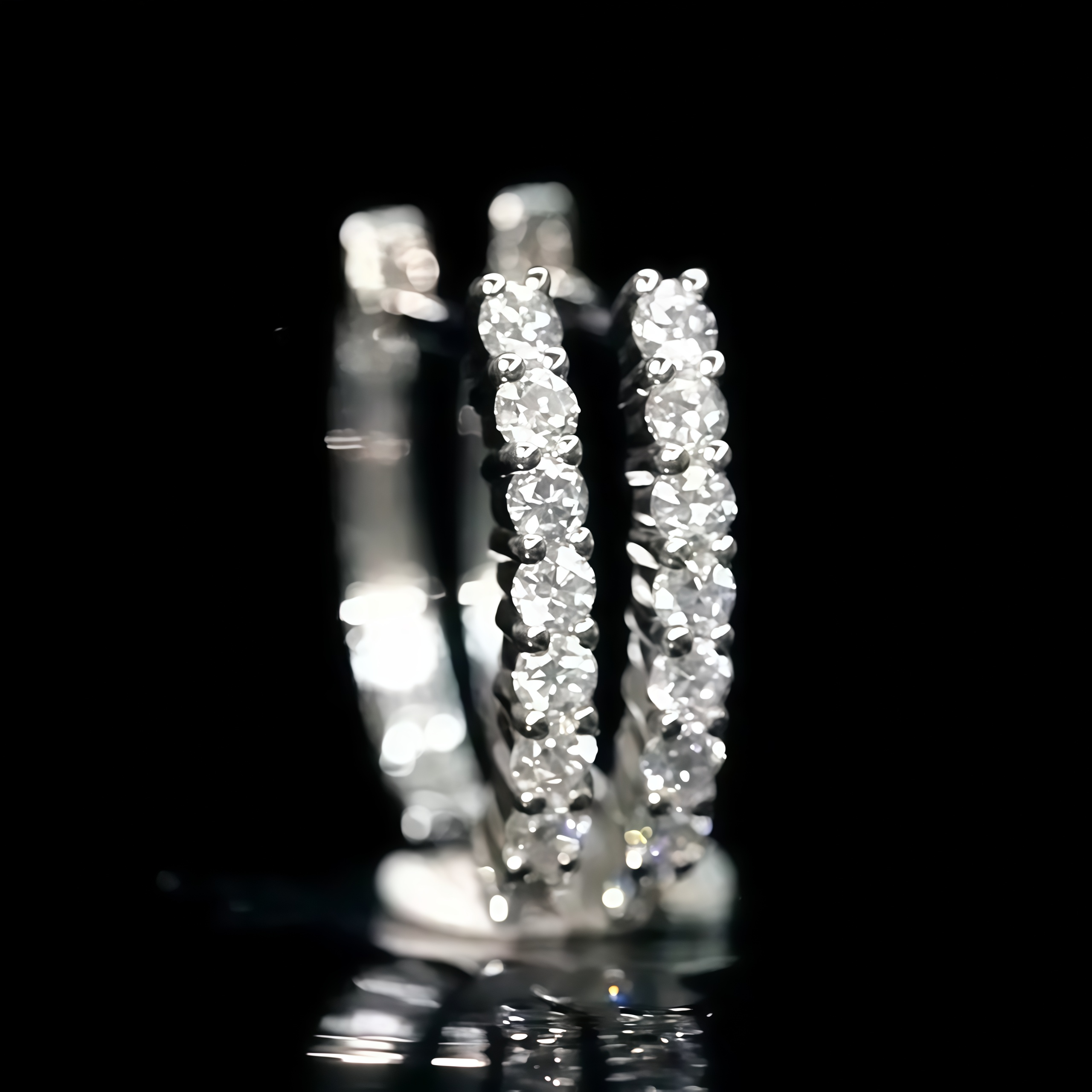 8 Stone Round Lab Grown Diamond Hoop Earrigs