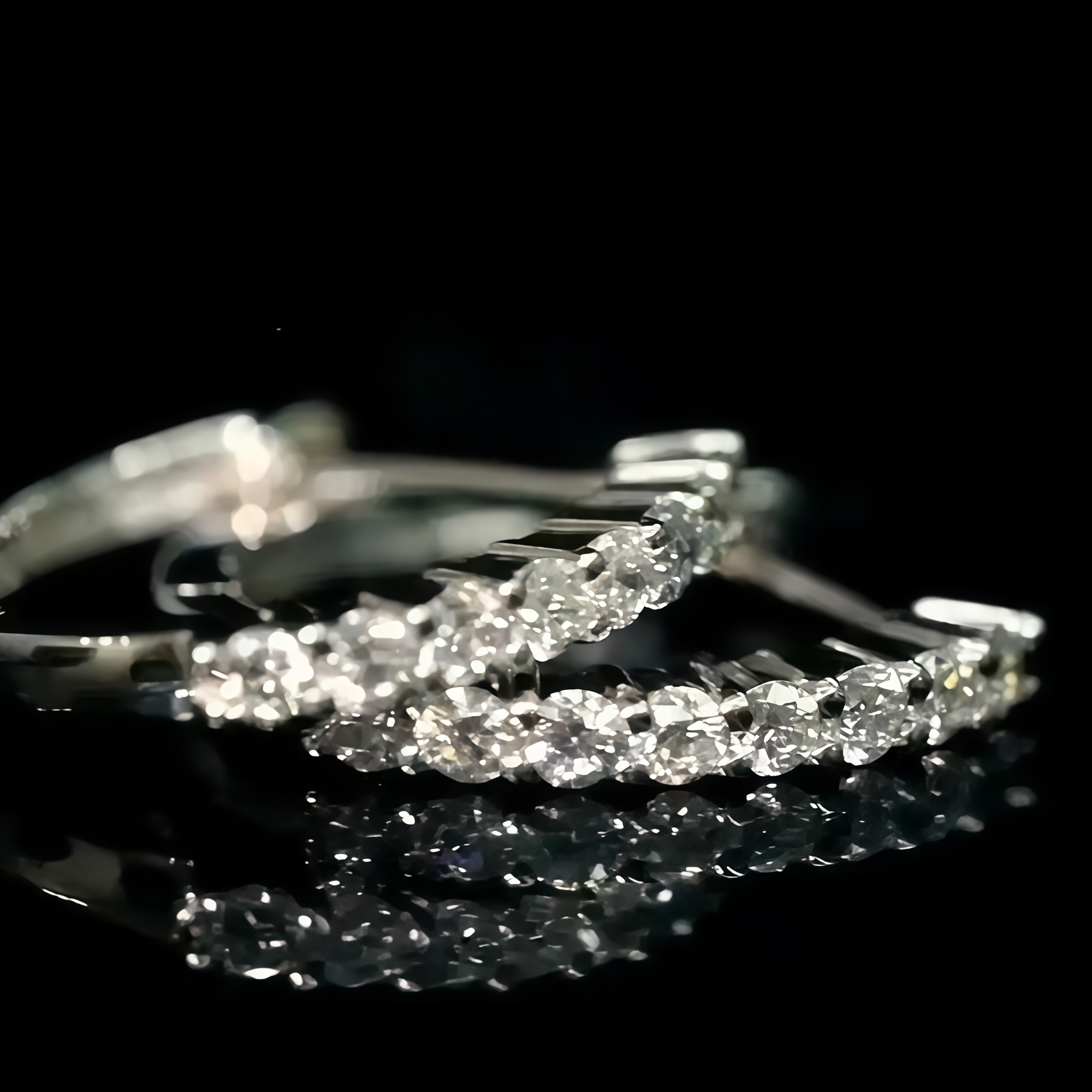 8 Stone Round Lab Grown Diamond Hoop Earrigs