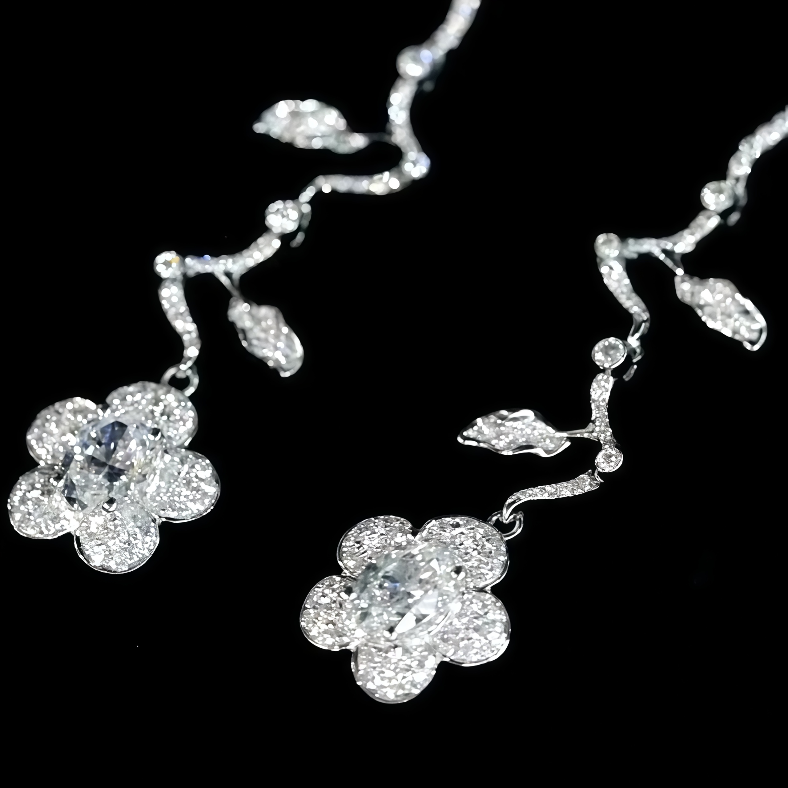 Petal Lab Diamond Drop Earrings 18K White Gold