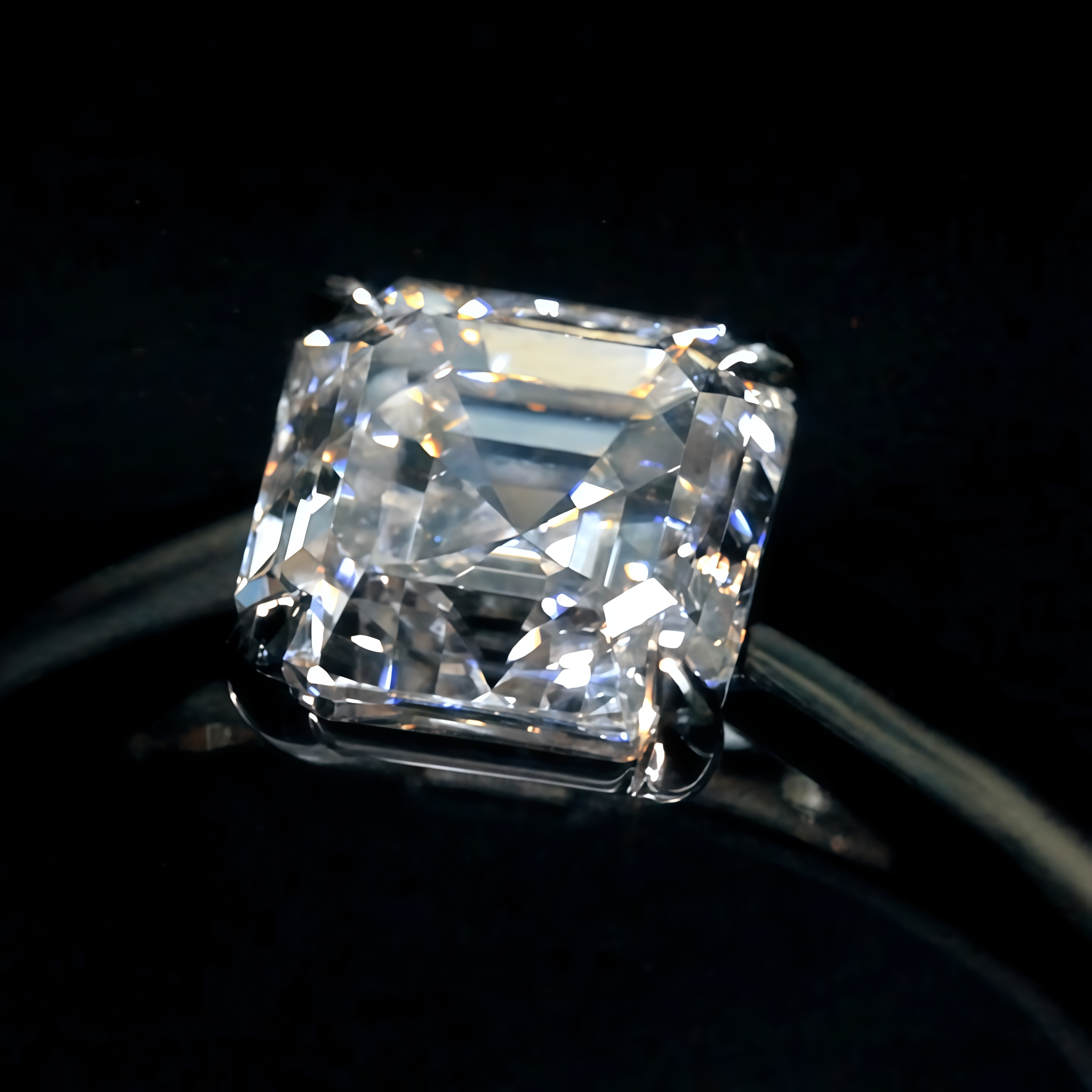 1 Carat Asscher Cut Lab Grown Diamond Solitaire Ring