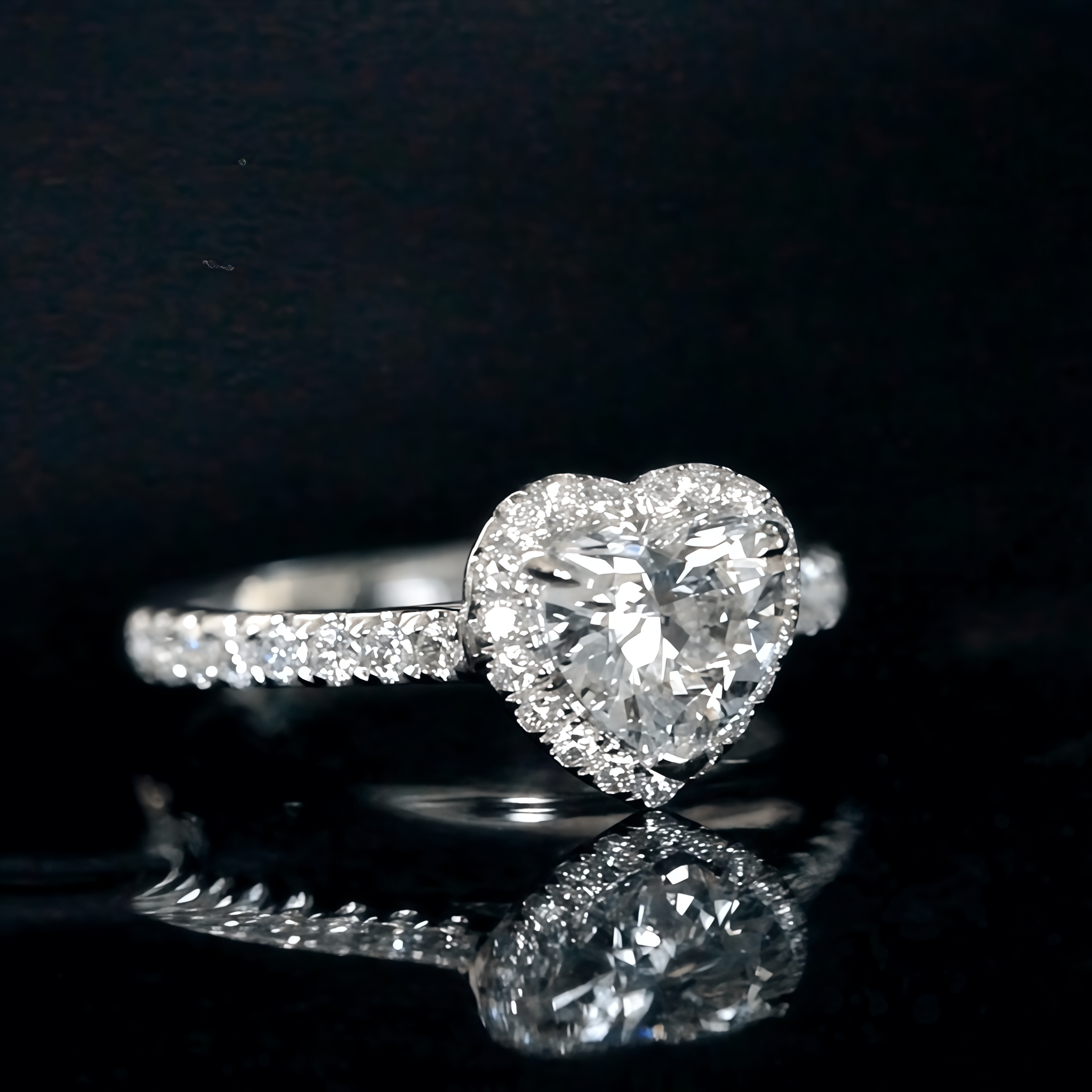 1 Carat Heart Shape Lab Grown Diamond Halo Engagement Ring