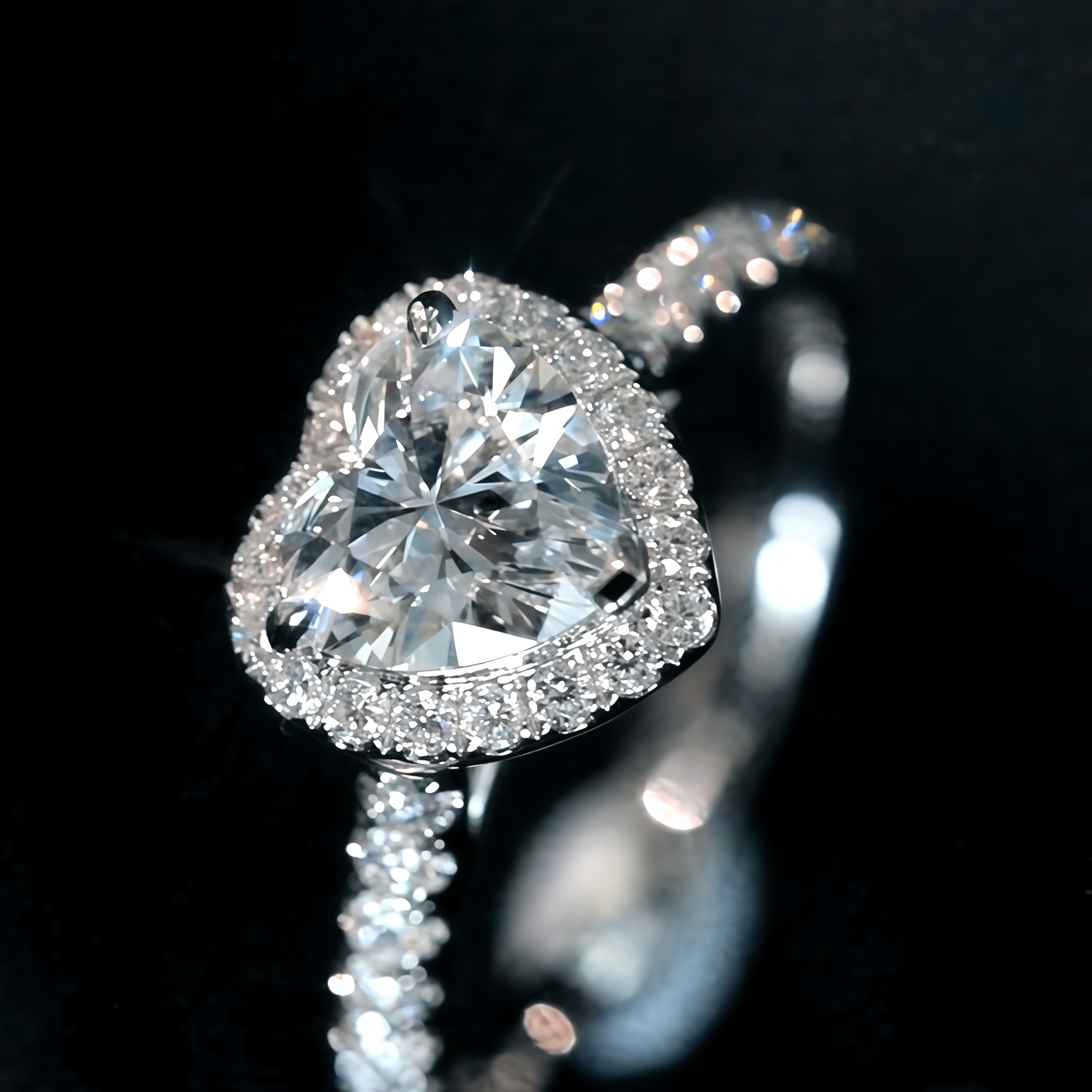 1 Carat Heart Shape Lab Grown Diamond Halo Engagement Ring