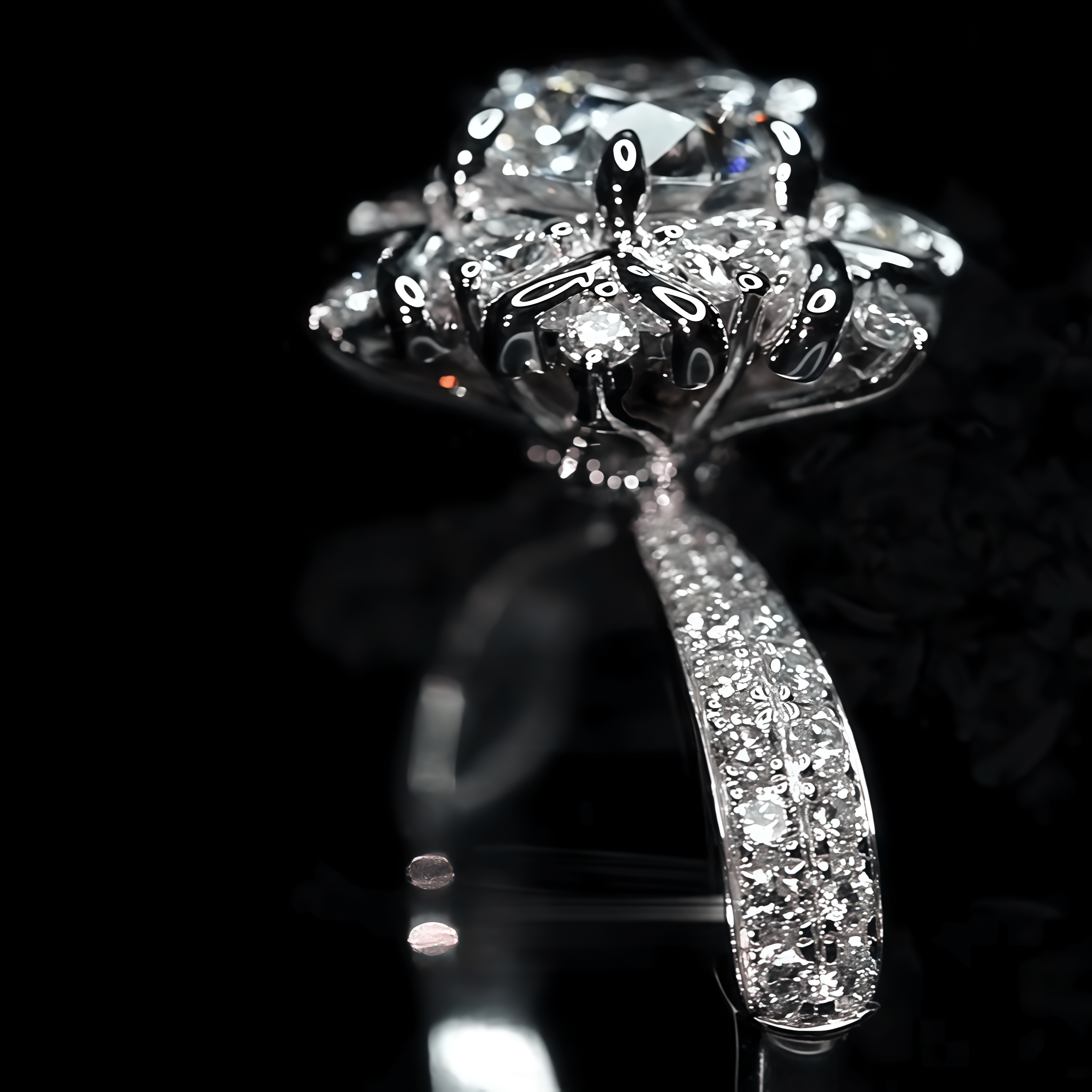 1 Carat Round Cut Lab Grown Diamond Snowflake Halo Engagement Ring