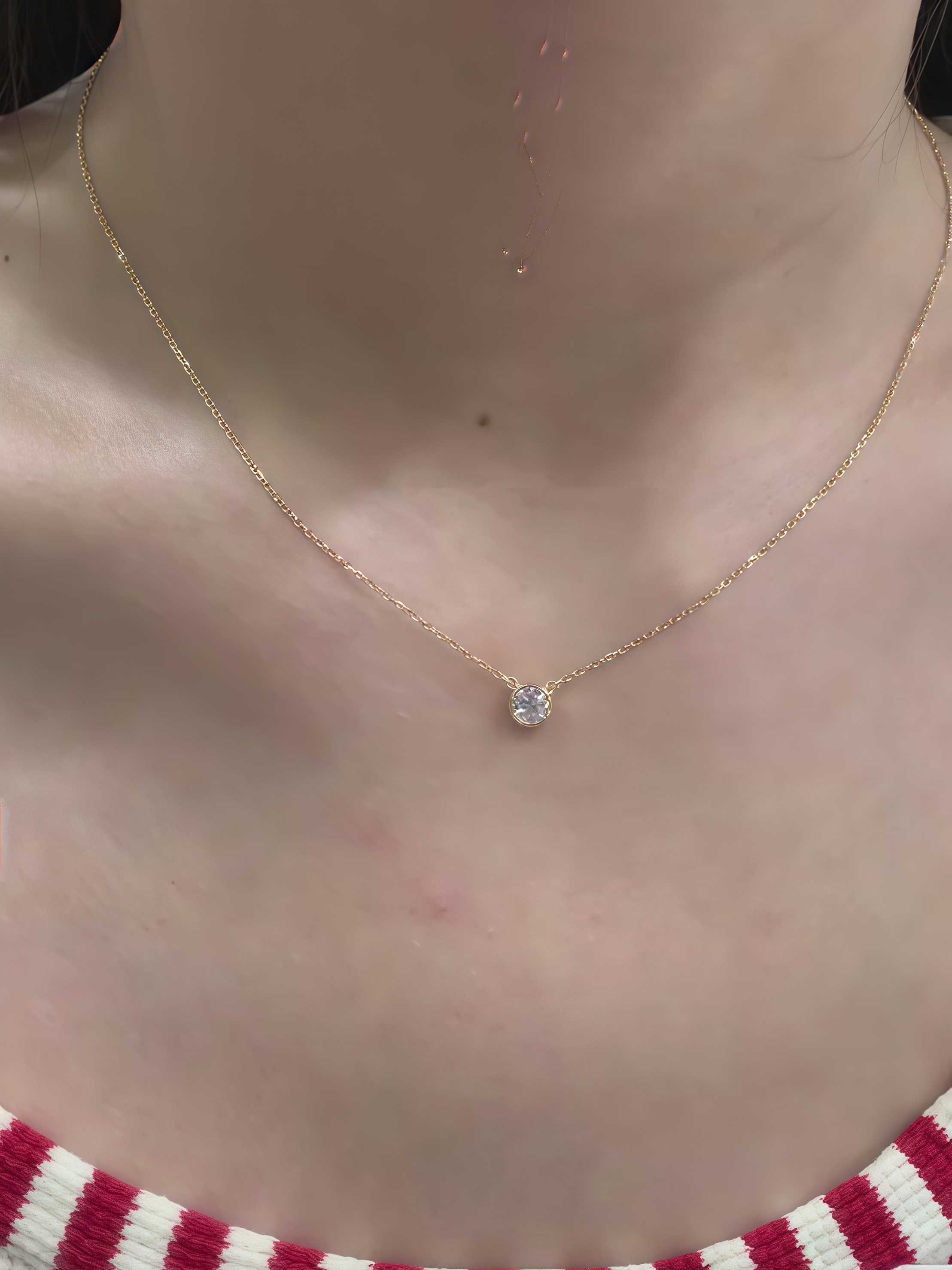 0.3CT Solitaire Lab Diamond Bridesmaid Necklace 18K Gold