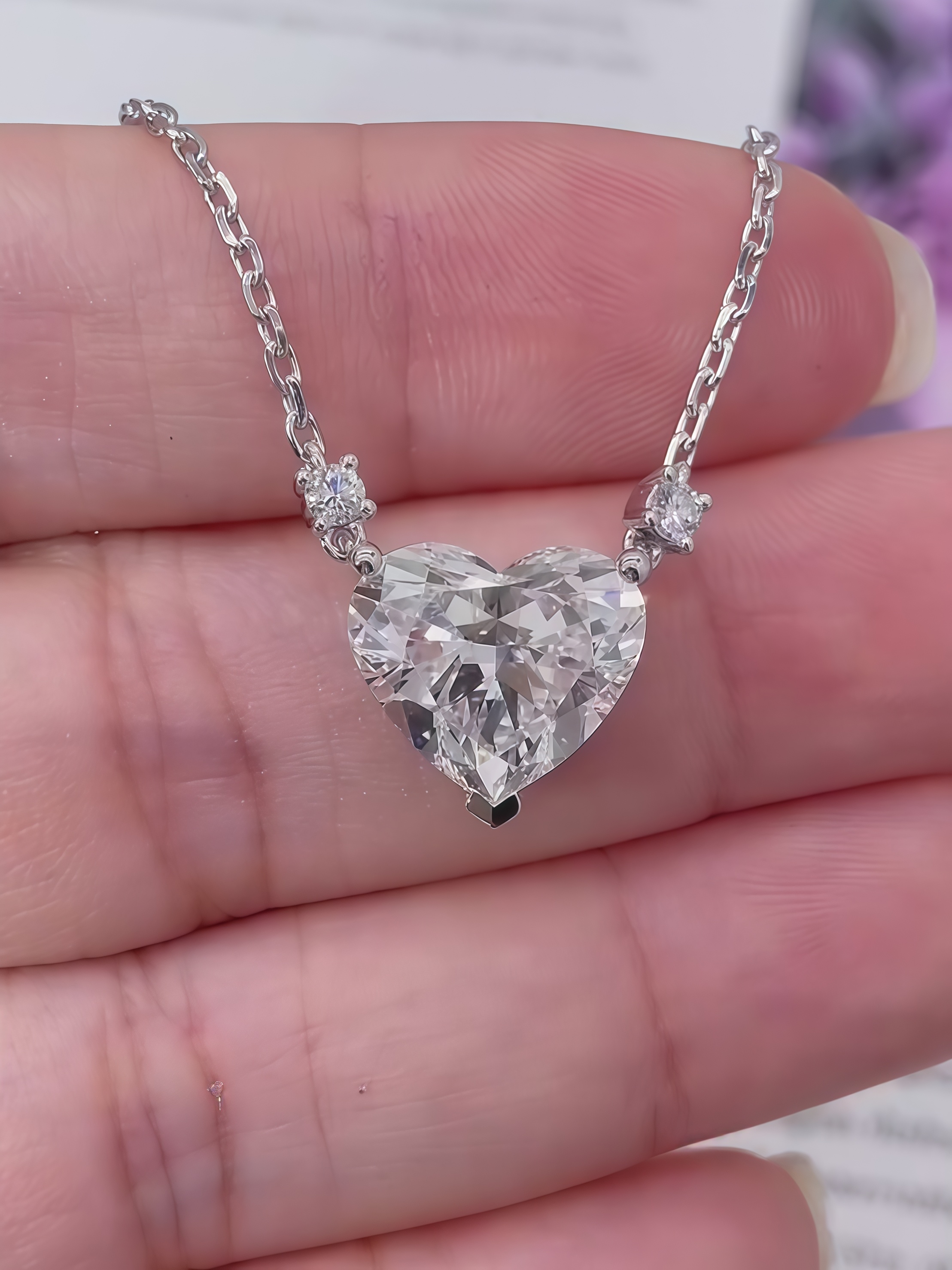 6 Carat Heart-Shaped Lab-Grown Diamond Necklace