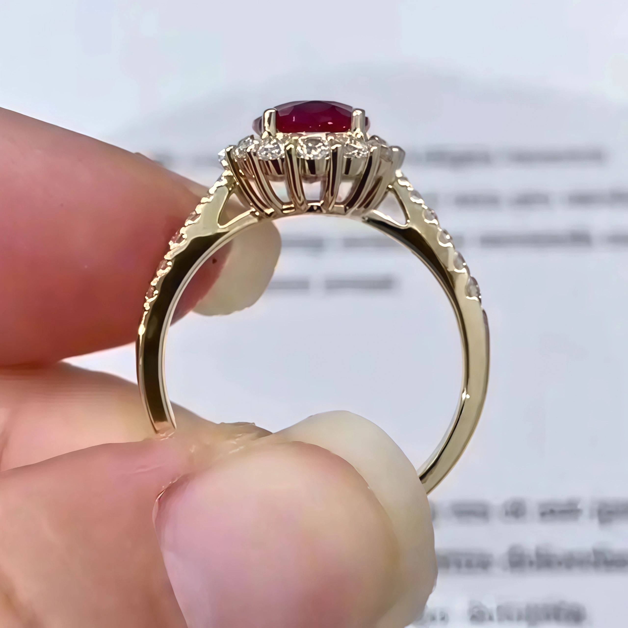 2 Carat Ruby Ring with Lab Grown Diamonds