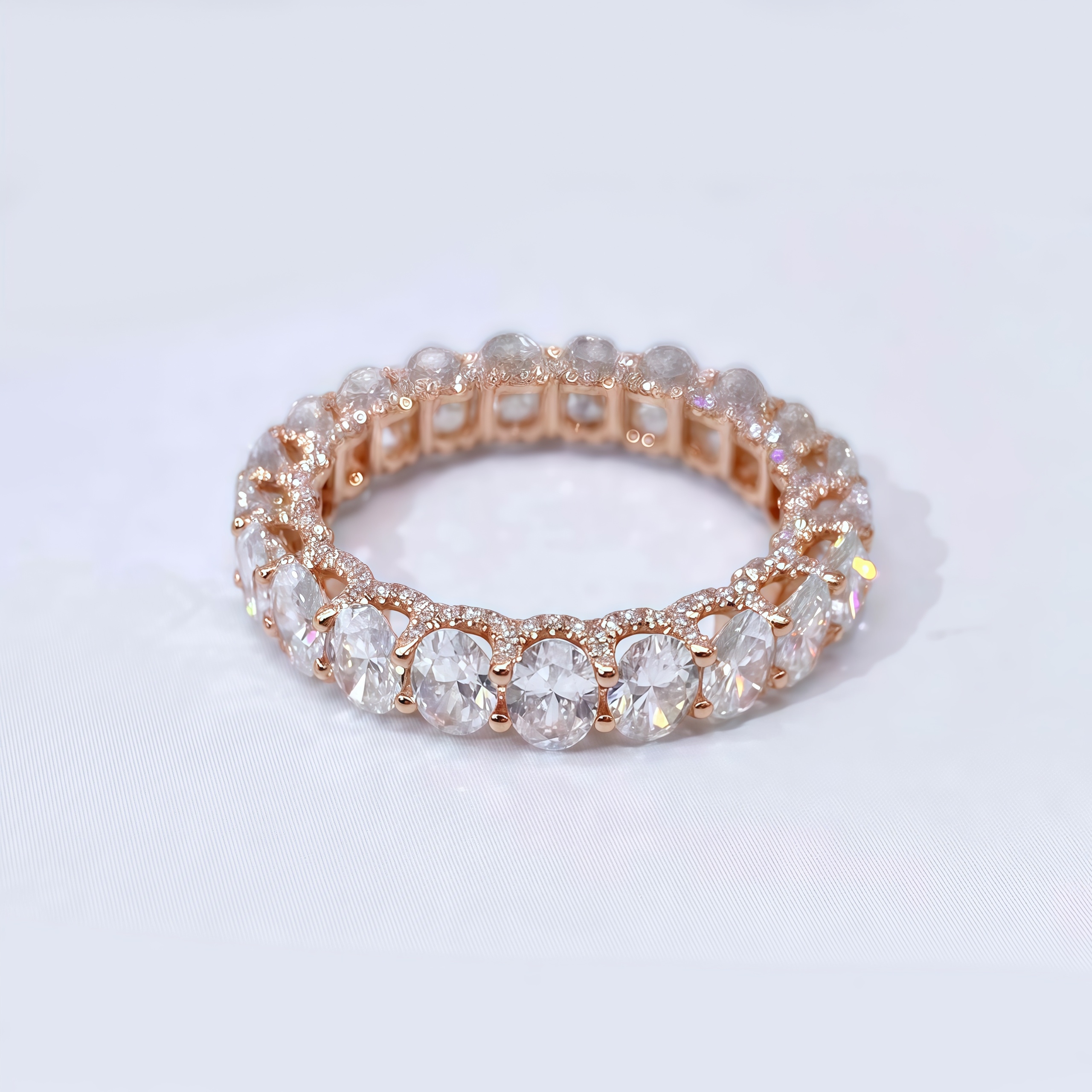 4 CTW 21 Stones Oval Lab-Grown Diamond Band Ring