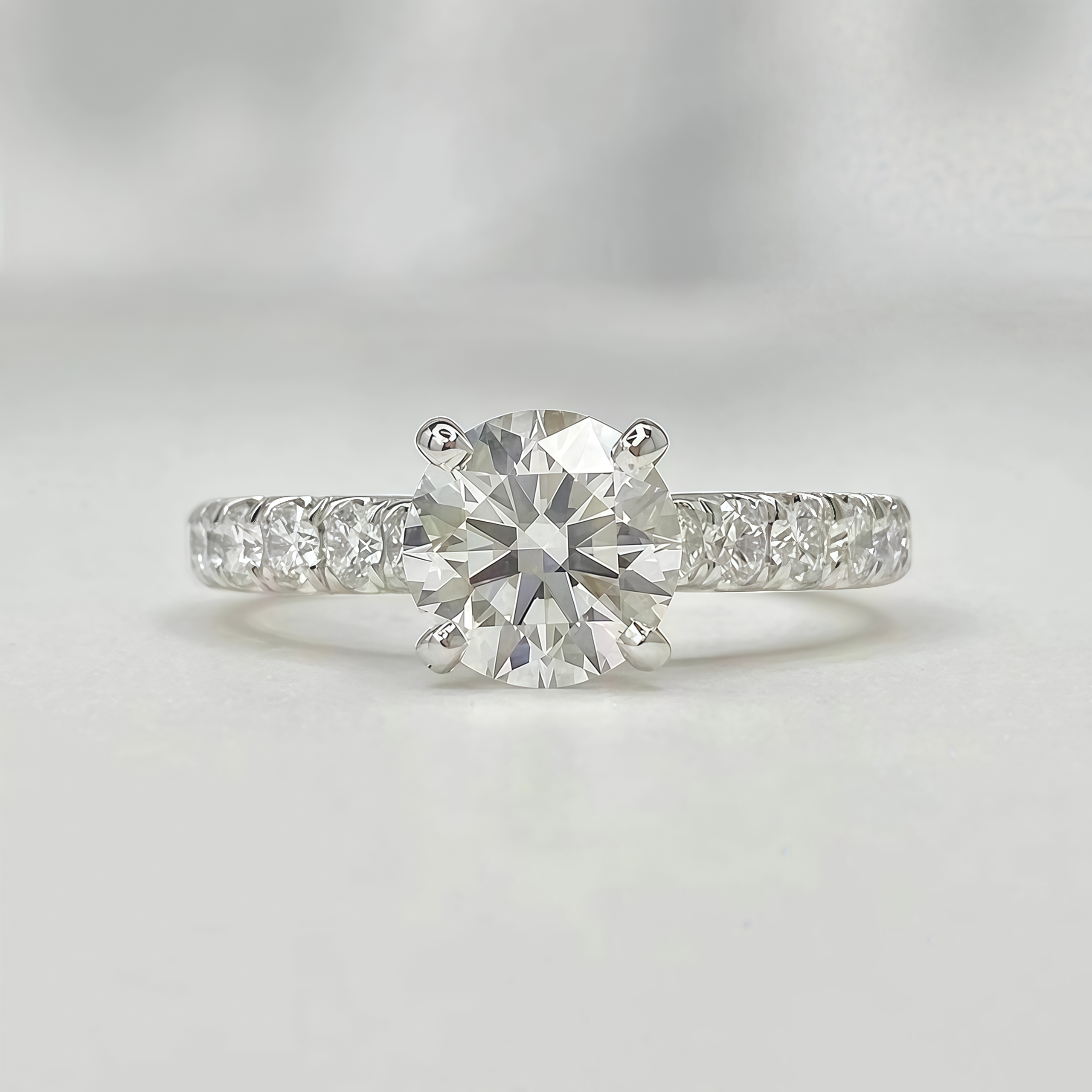 Pave Round Lab Diamond Engagement Ring