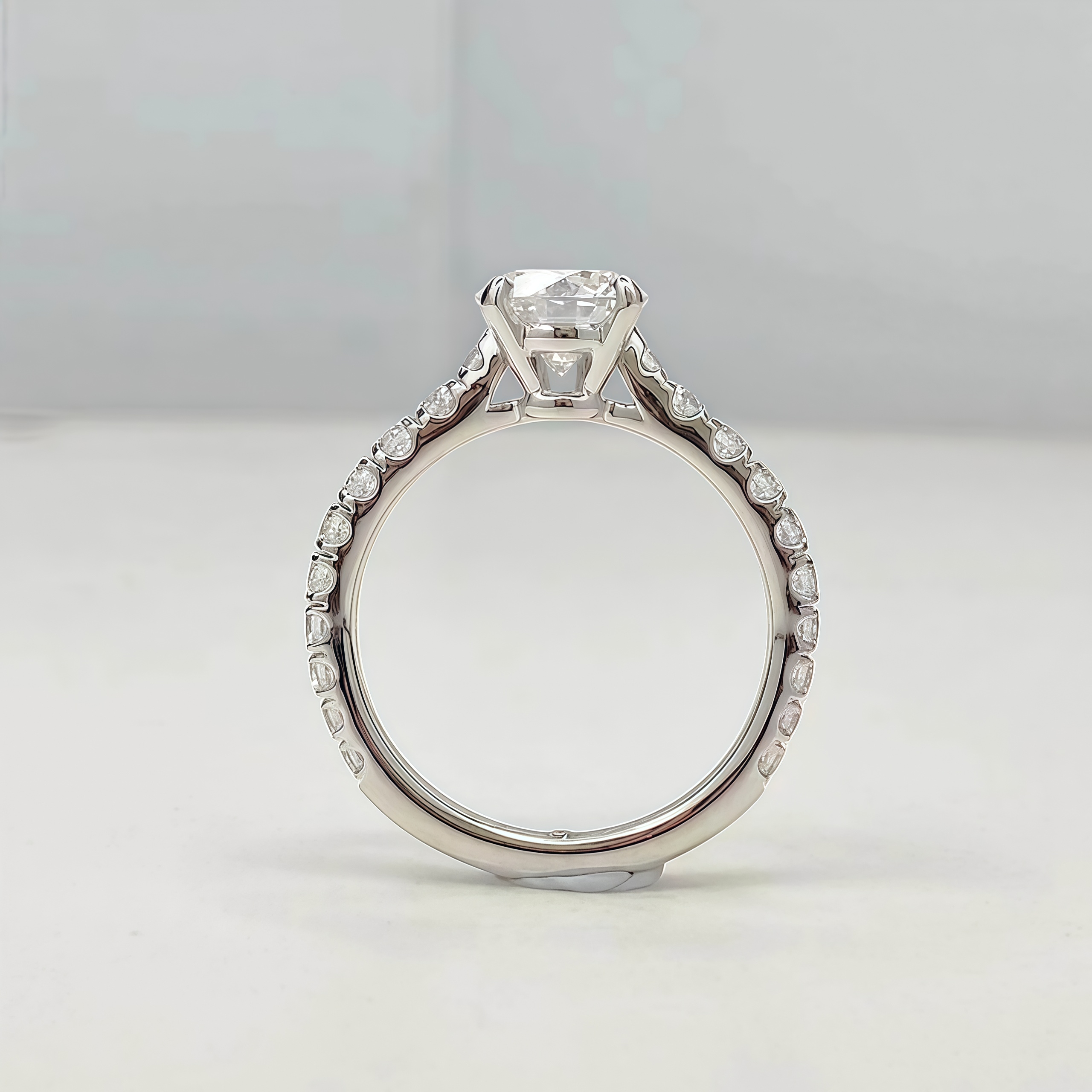 Pave Round Lab Diamond Engagement Ring
