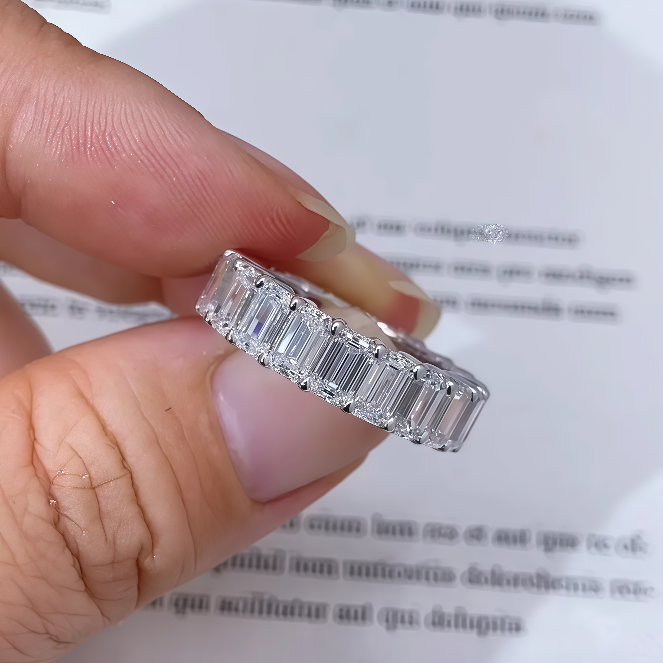 21-Stone Emerald-Cut Lab-Grown Diamond Eternity Band – 6Ct. Tw.