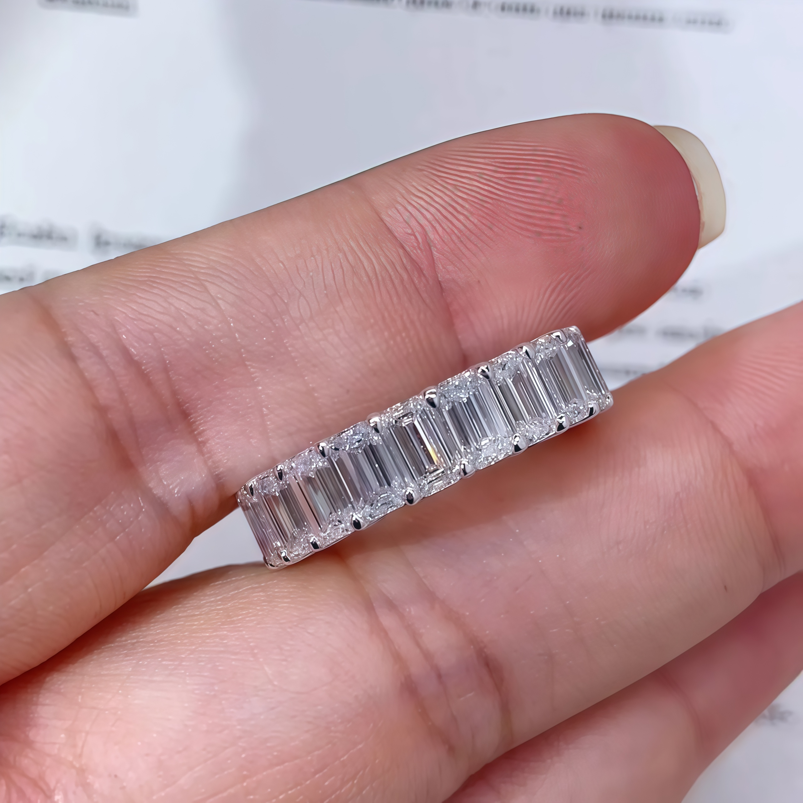 21-Stone Emerald-Cut Lab-Grown Diamond Eternity Band – 6Ct. Tw.