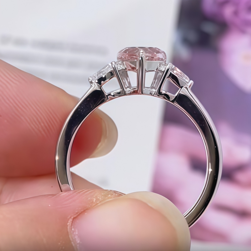 0.5 Carat Fancy Pink Lab-Grown Diamond Three-Stone Engagement Ring