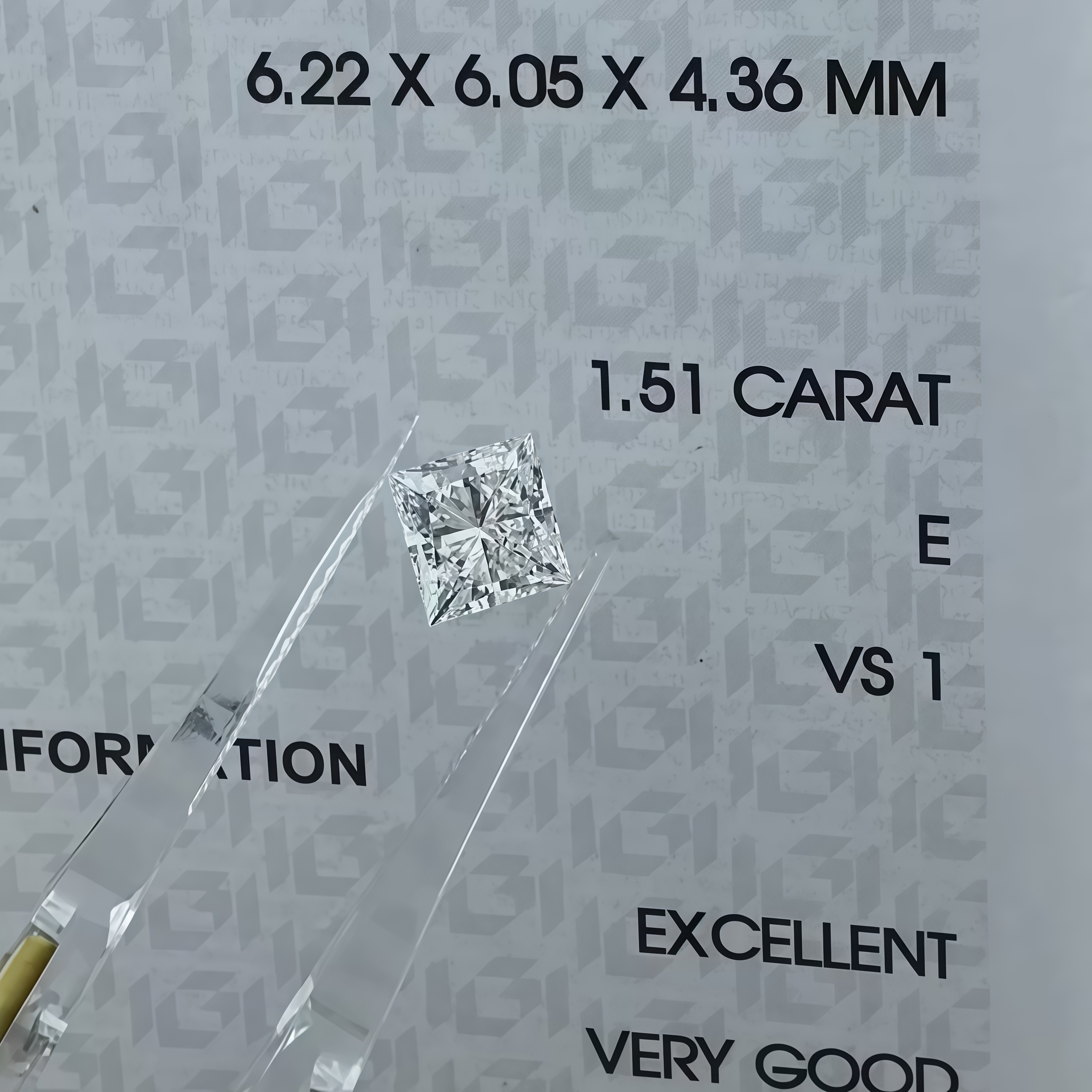 1.51 Carat Princess Cut Lab-Grown Diamond