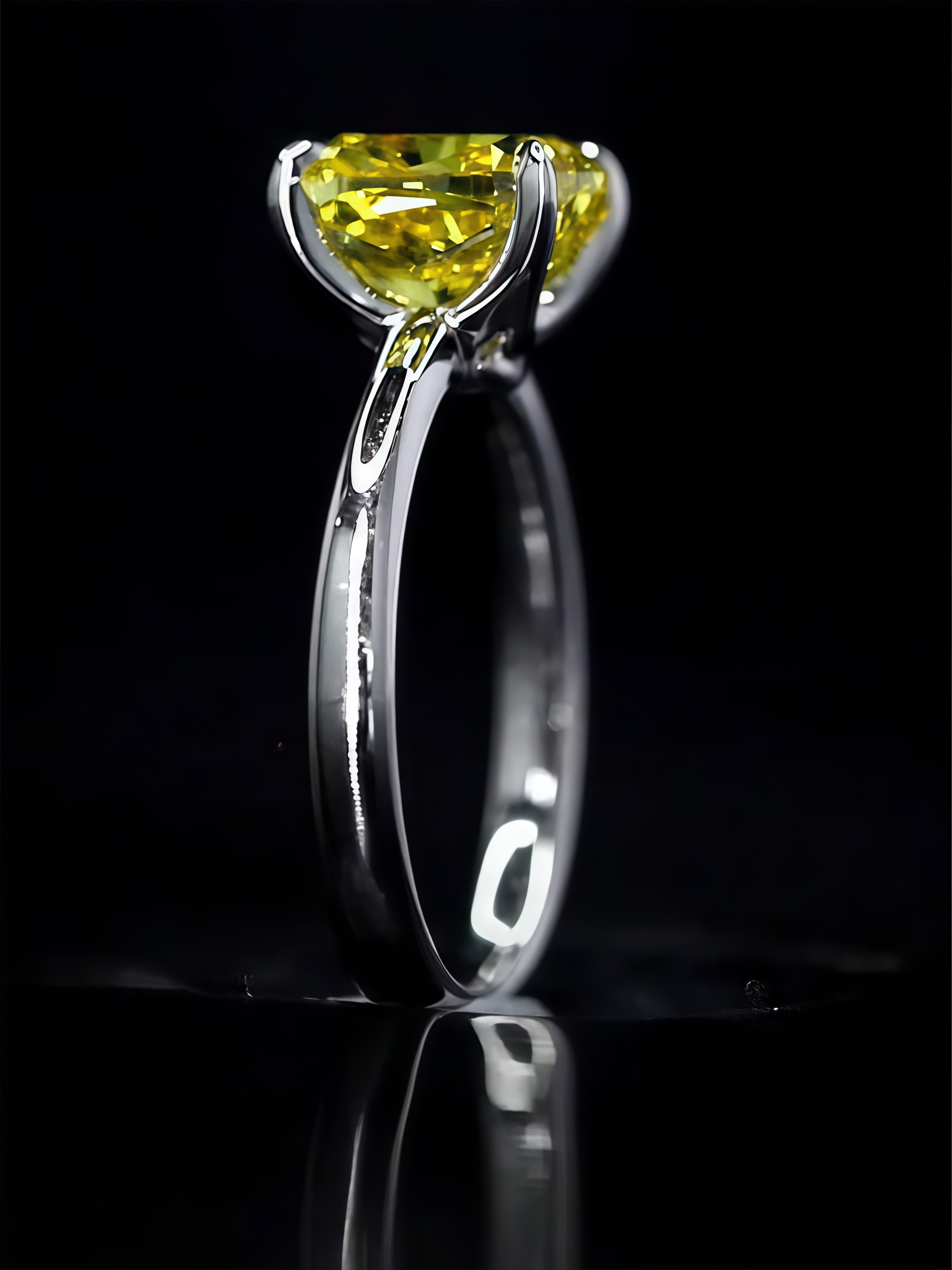 3 Carat Fancy Vivid Yellow Cushion Cut Lab Diamond Ring