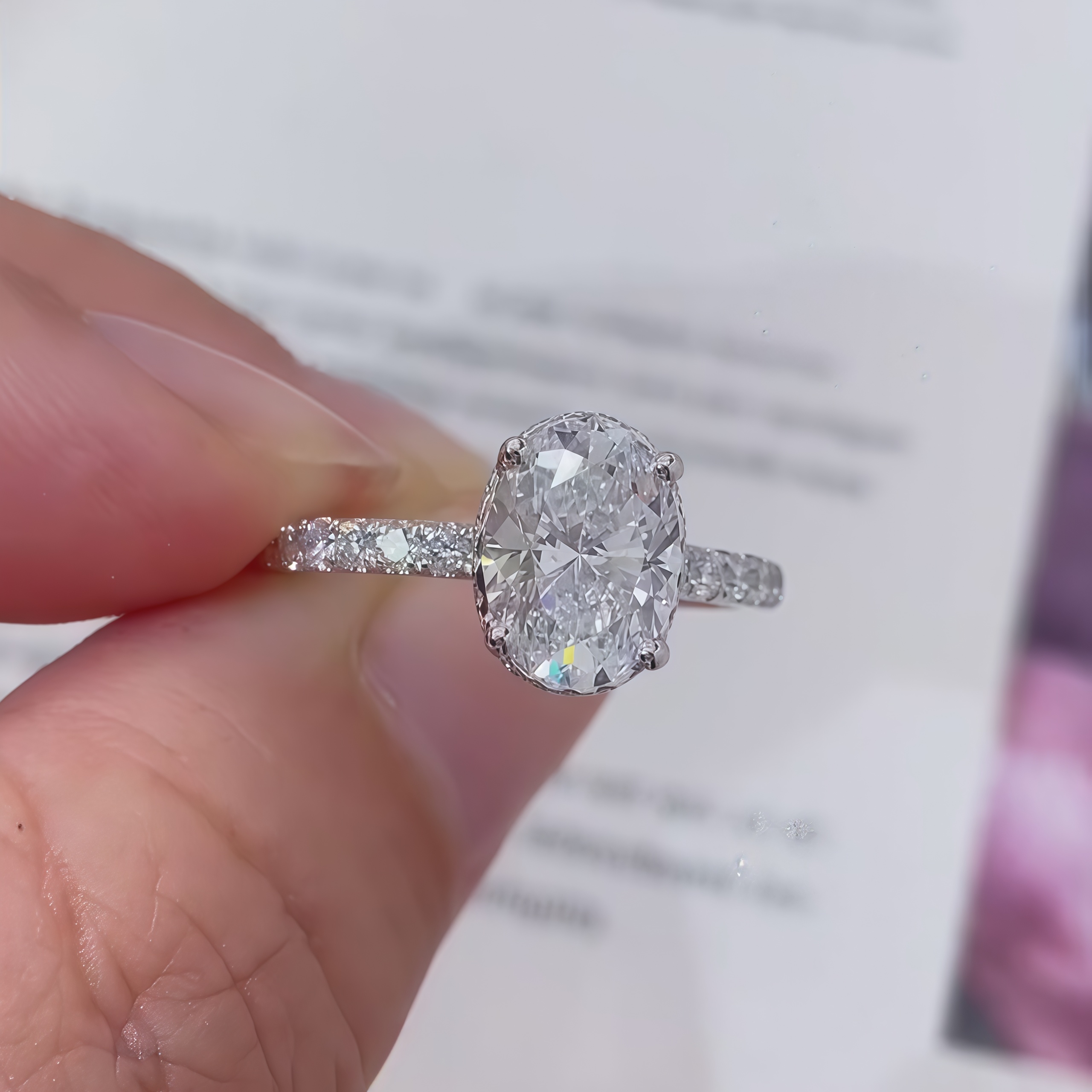 1 CT Hidden Halo Oval Lab Diamond Engagement Ring