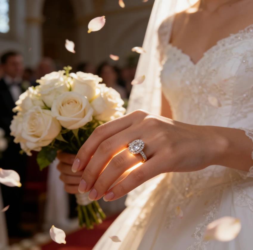 1 CT Oval Lab Diamond Halo Engagement Ring