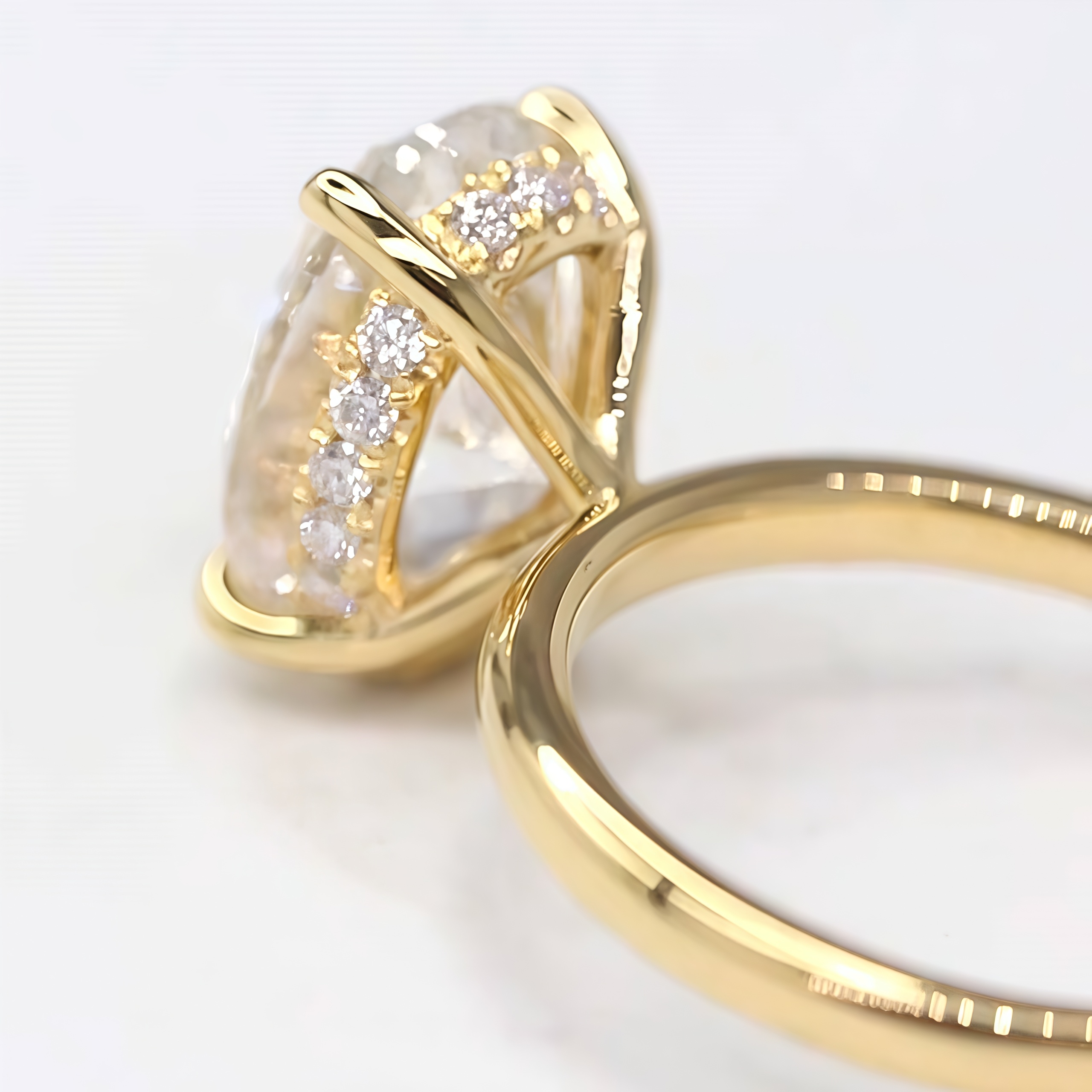 3 Carat Oval Lab Grown Diamond Hidden Halo Ring 18K Gold