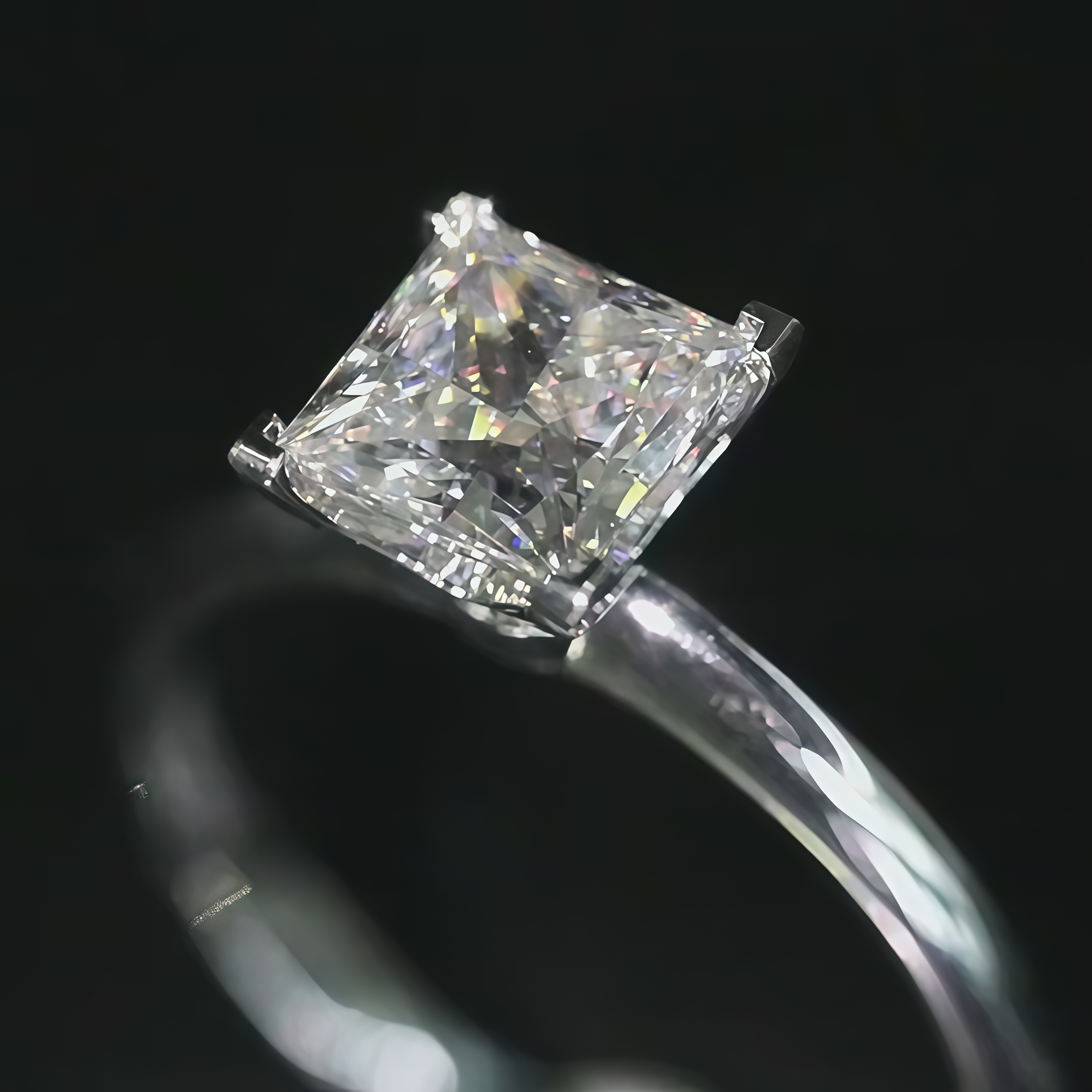 1.1 CT Princess Cut Lab Grown Diamond Solitaire Engagement Ring