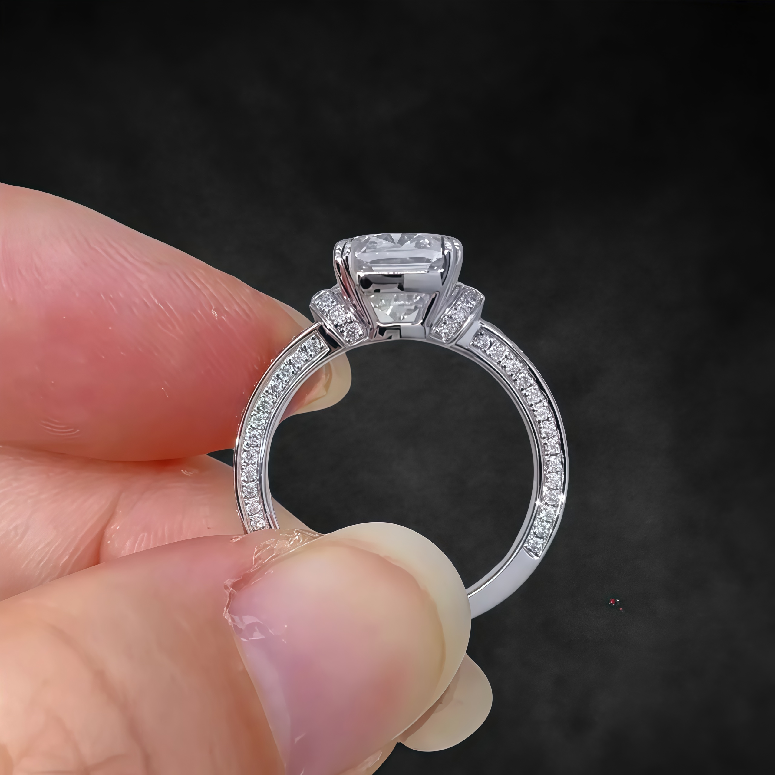 4 TCW Criss Cut Lab Grown Diamond Engagement Ring