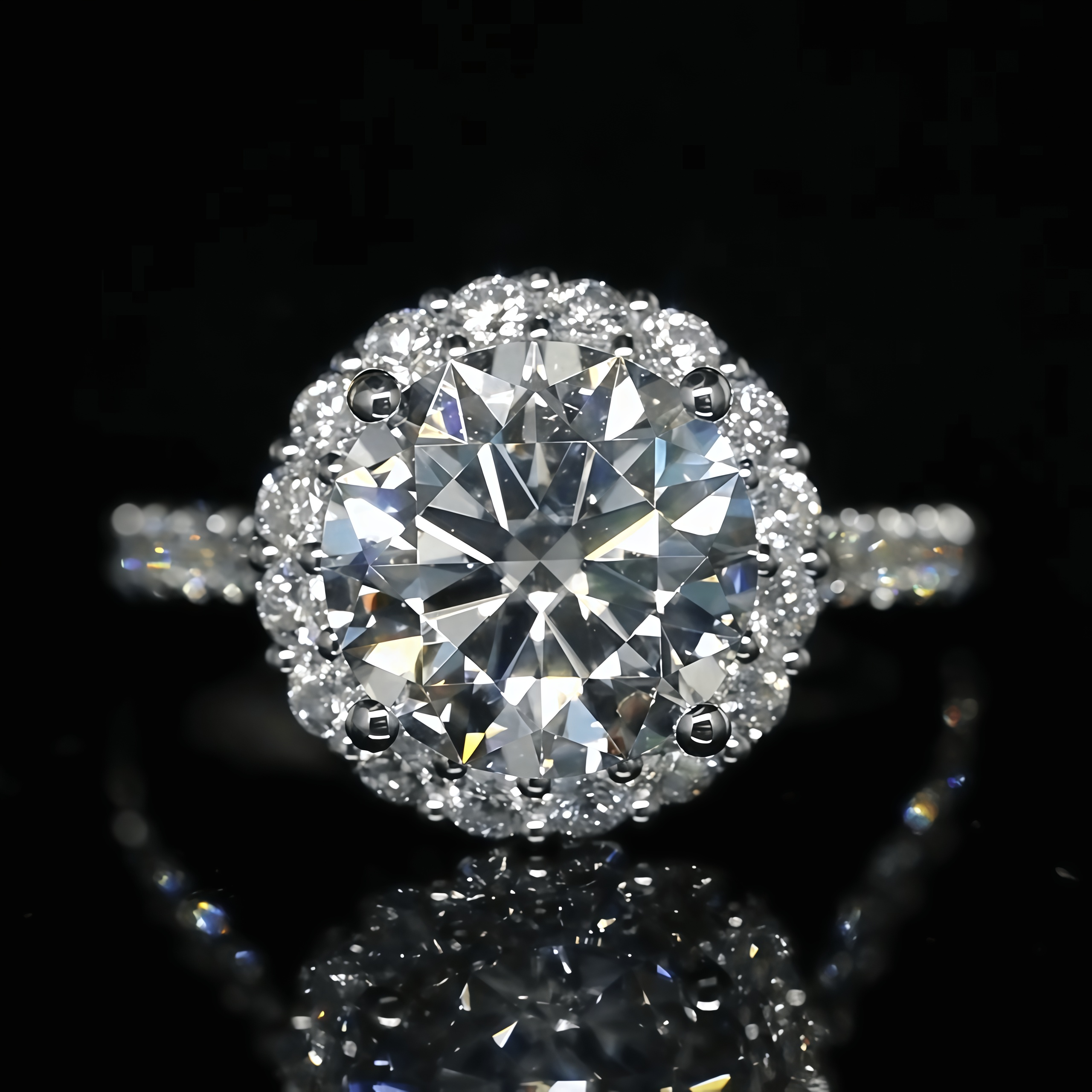 4 Carat Round Lab Grown Diamond Ring Halo Engagement Ring