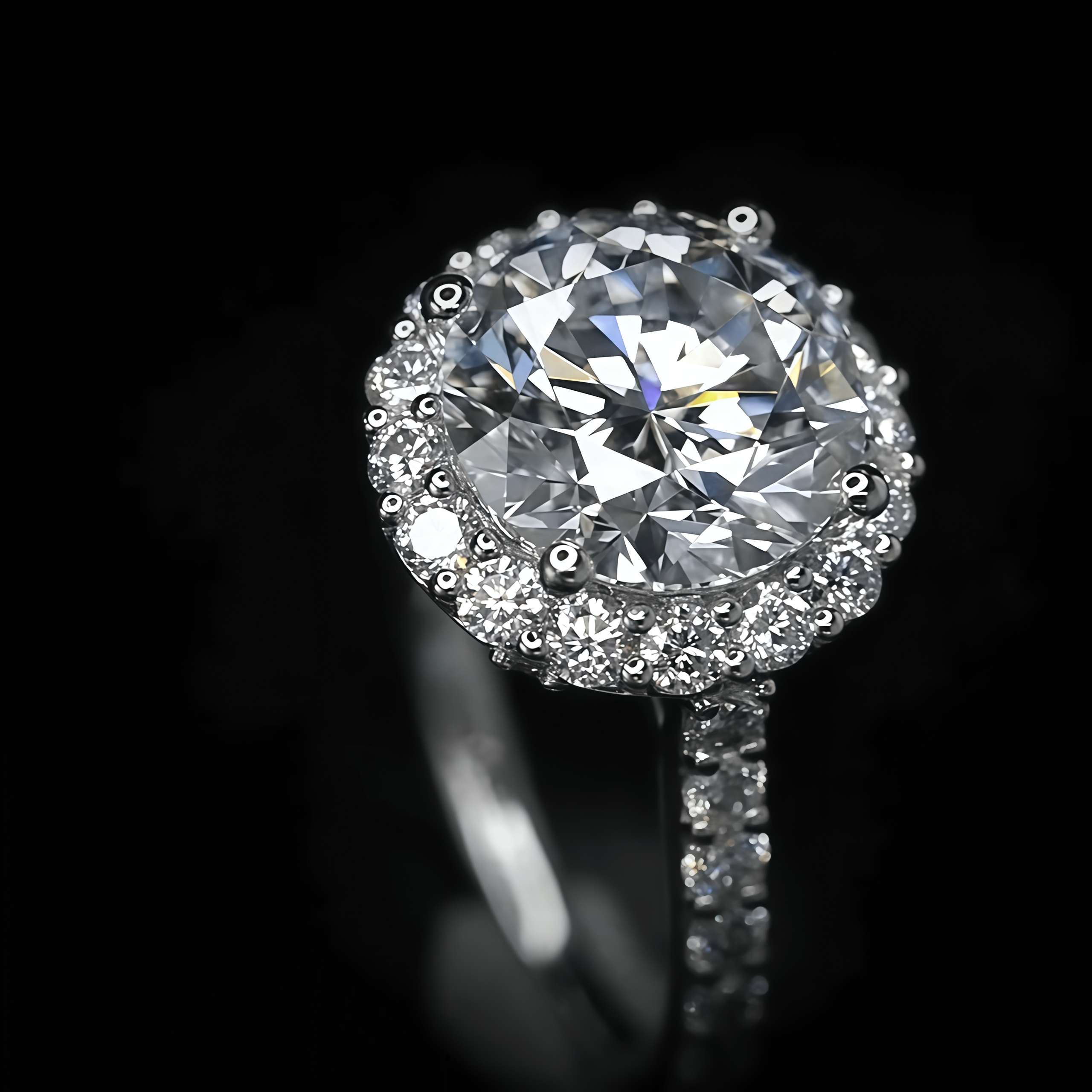 4 Carat Round Lab Grown Diamond Ring Halo Engagement Ring