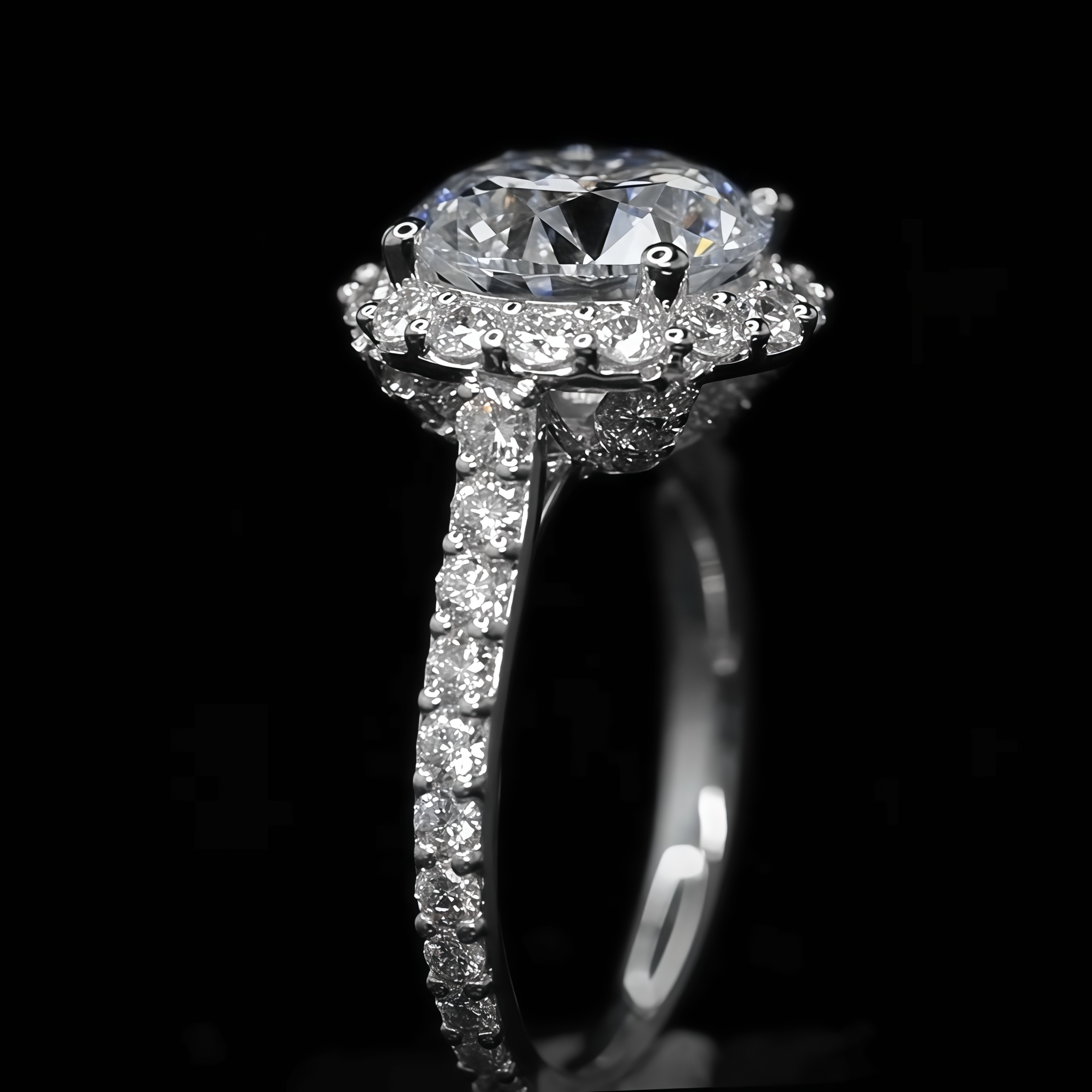4 Carat Round Lab Grown Diamond Ring Halo Engagement Ring