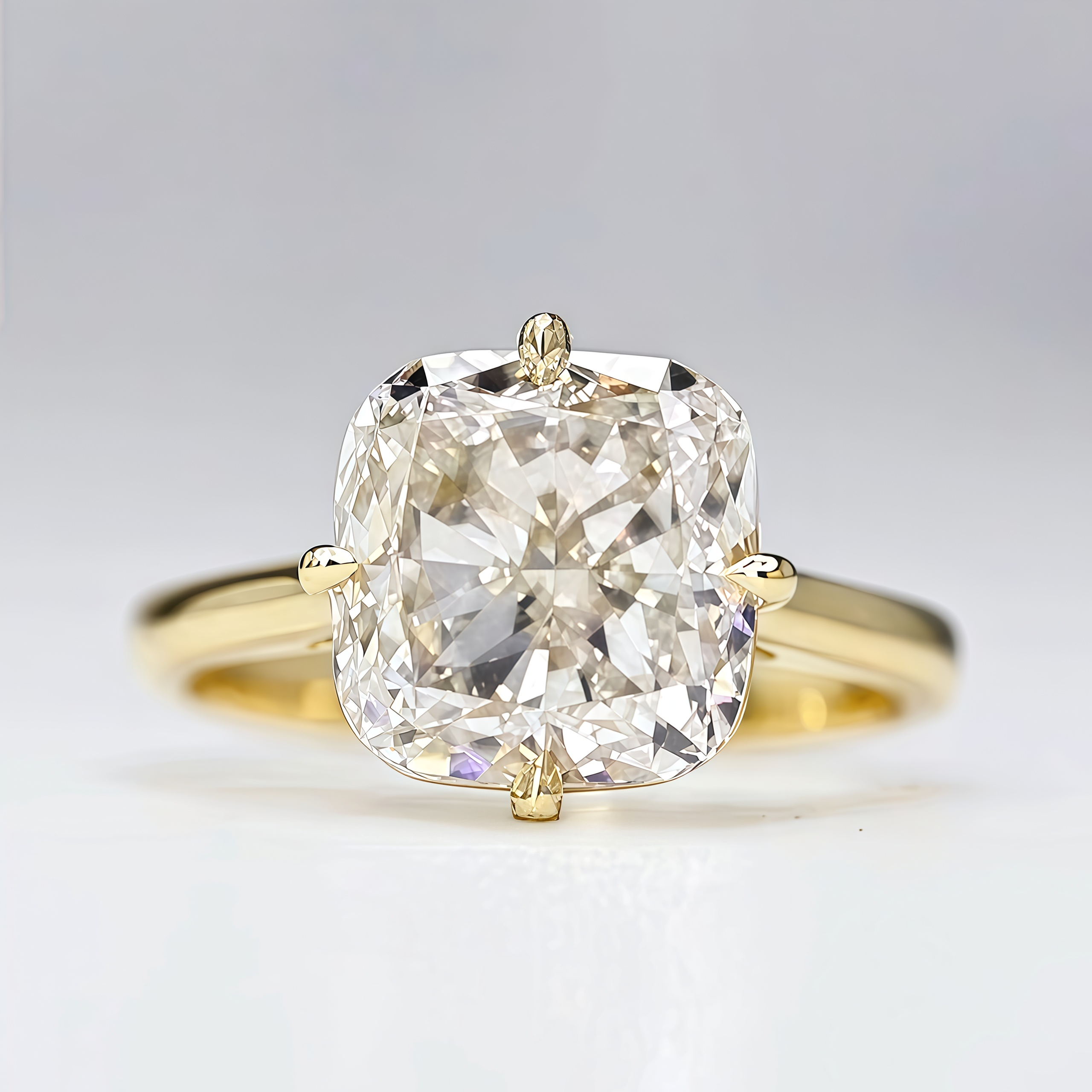 5 Carat Cushion Cut Lab Diamond Ring 14K Gold