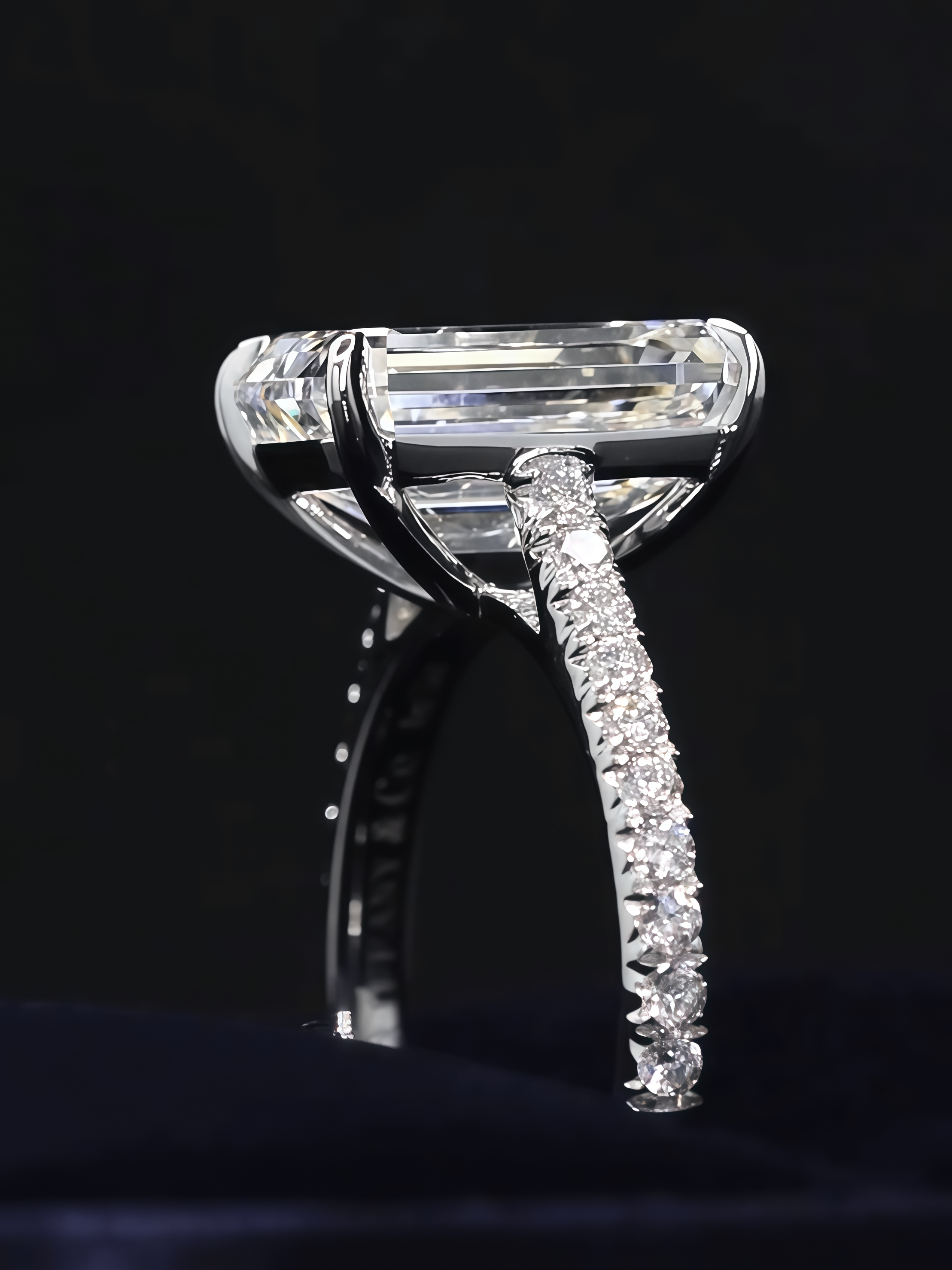 5 Carat Emerald Cut Lab Diamond Pave Engagement Ring 18K Gold