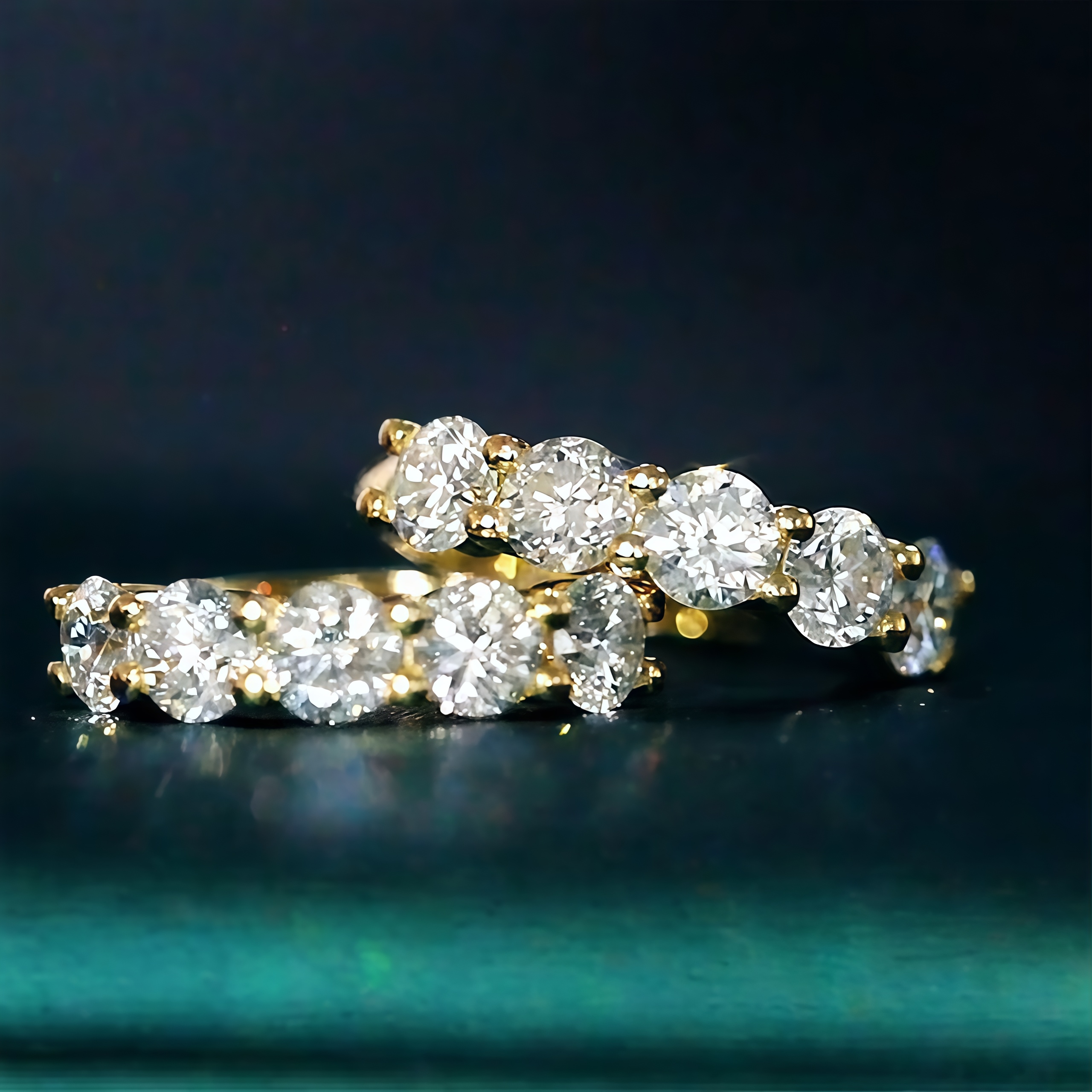 5 Stone Round Lab Grown Diamond Hoop Earrings 18K Gold (1.30 Ct. Tw.)